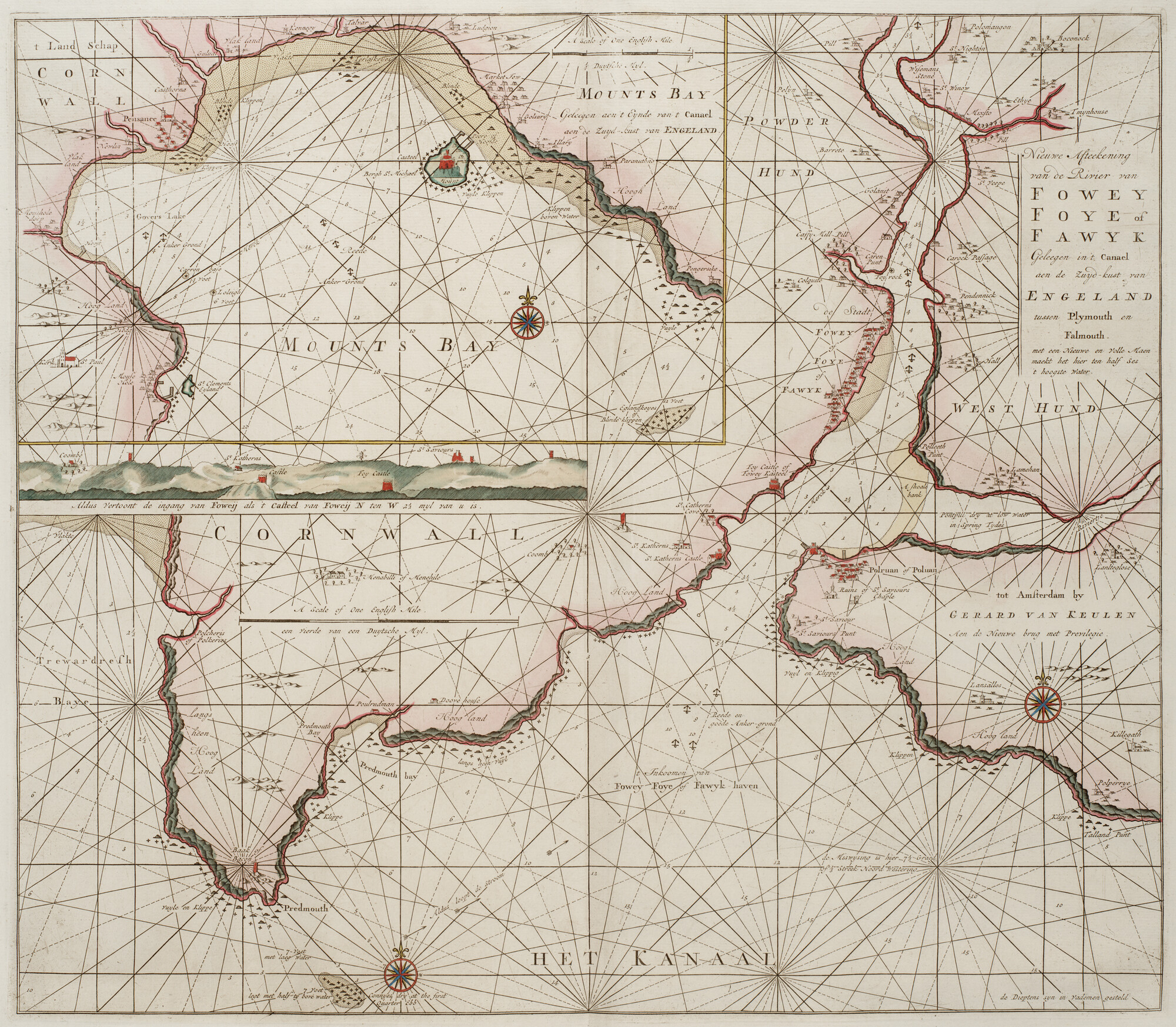B.0032(109)2 [kaart 042]; Kaart van de zuidkust van Engeland met de monding van de rivier de Fowey; kaart