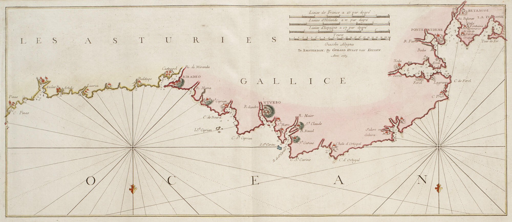 B.0032(109)2 [kaart 106]; Kaart van de noordkust van Spanje van C. de Peñas tot La Coruña; kaart