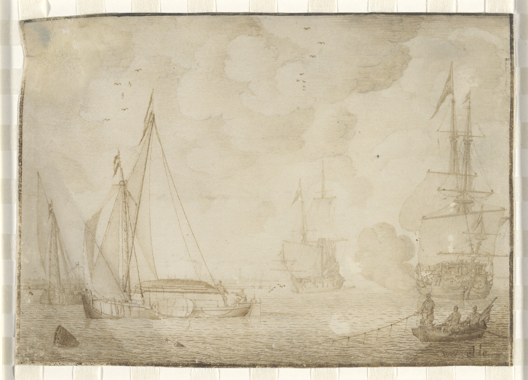 A.0085(03)1; Scheepvaart op een rede; tekening