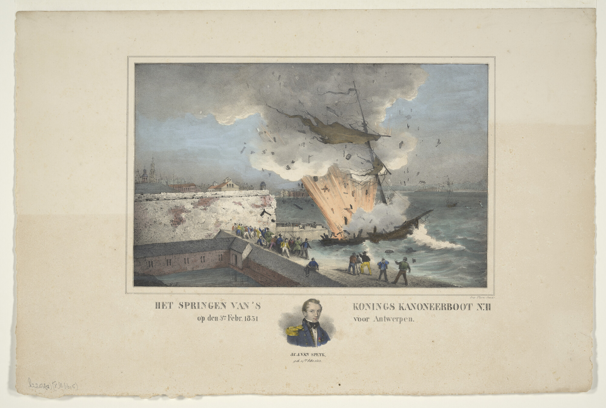 A.2256(02); Het springen der boot van Van Speyk; prent