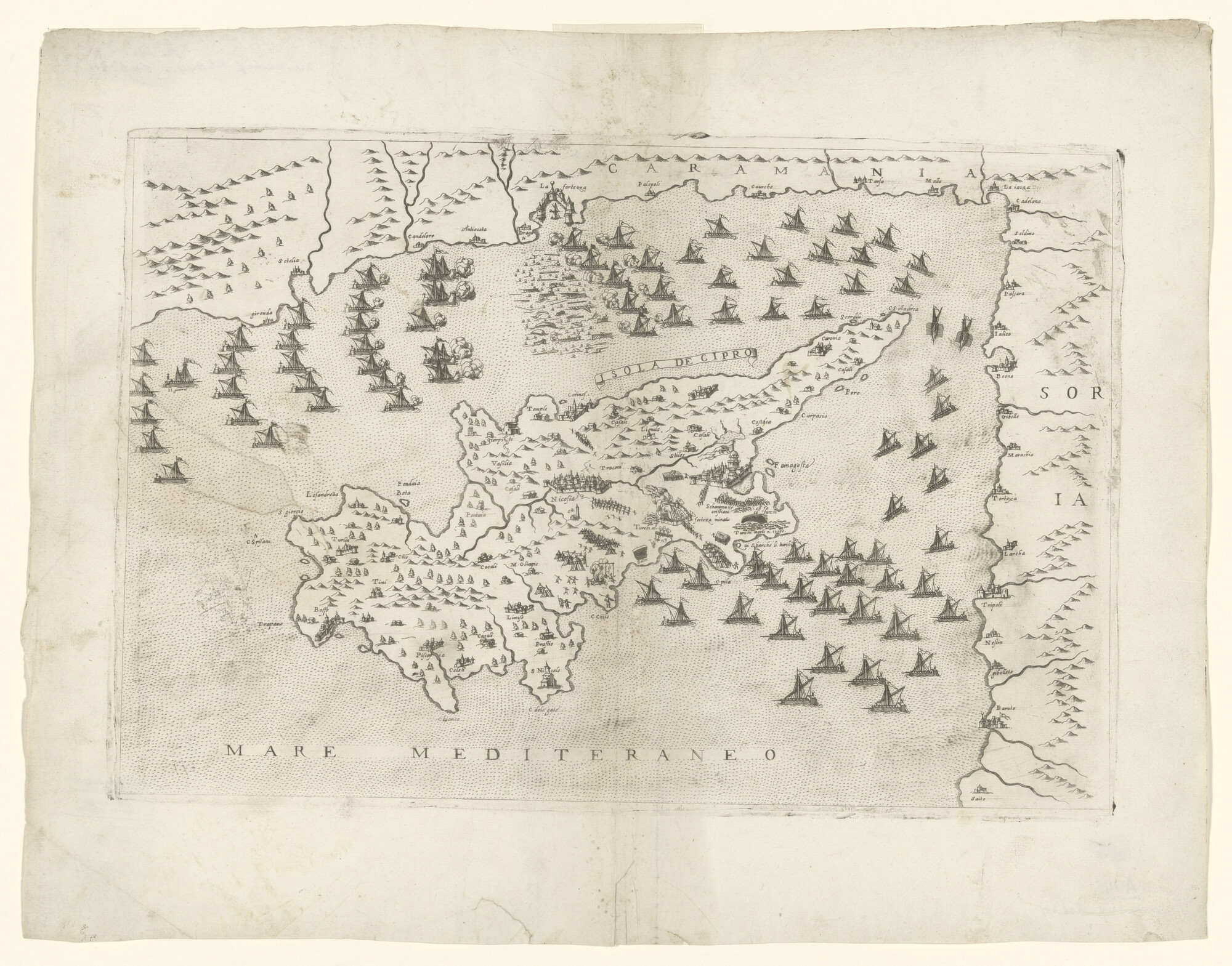 A.0145(211)011; Anonieme kaart van het eiland Cyprus met Turkse invasie; landkaart