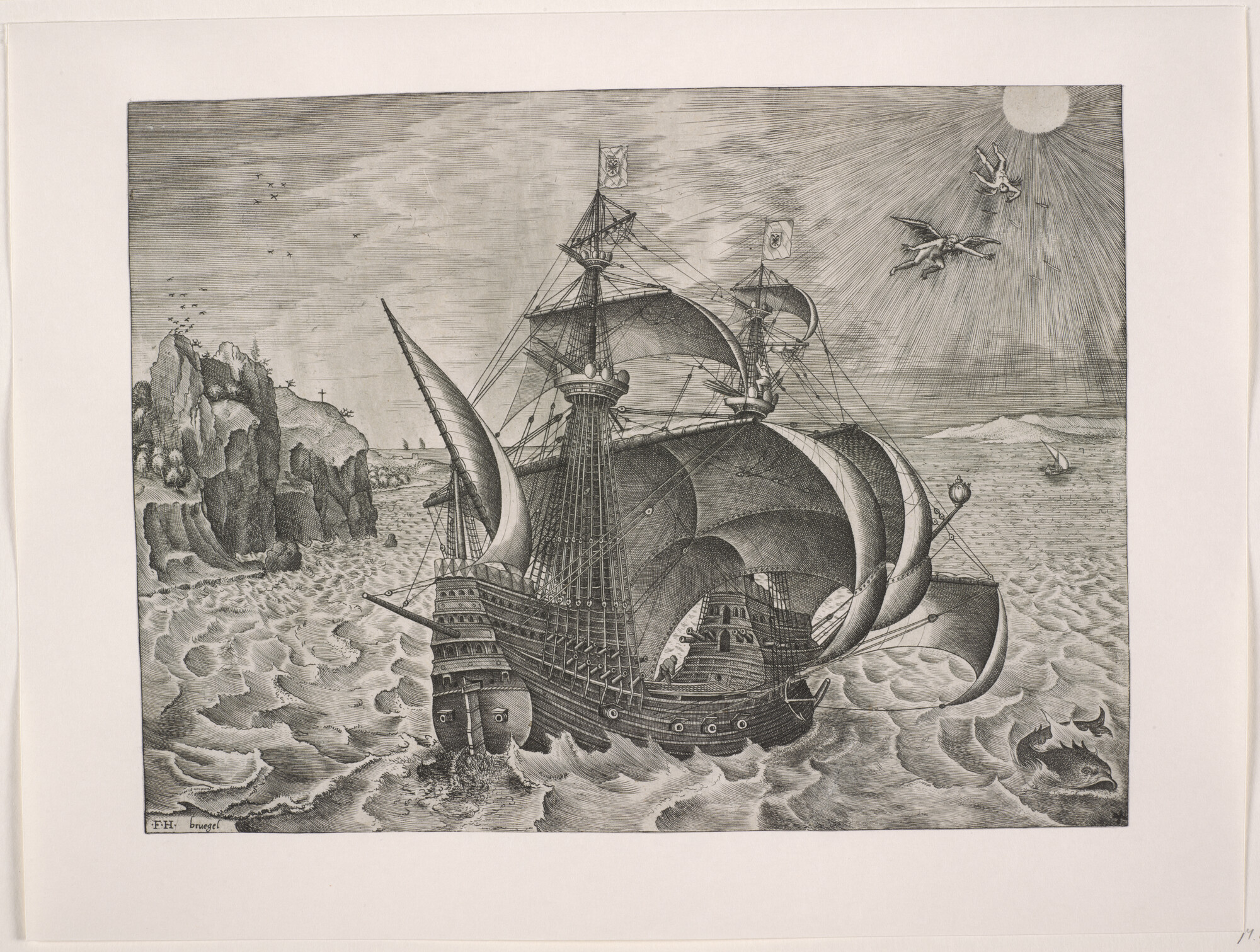 A.0145(123)1; De val van Icarus; prent