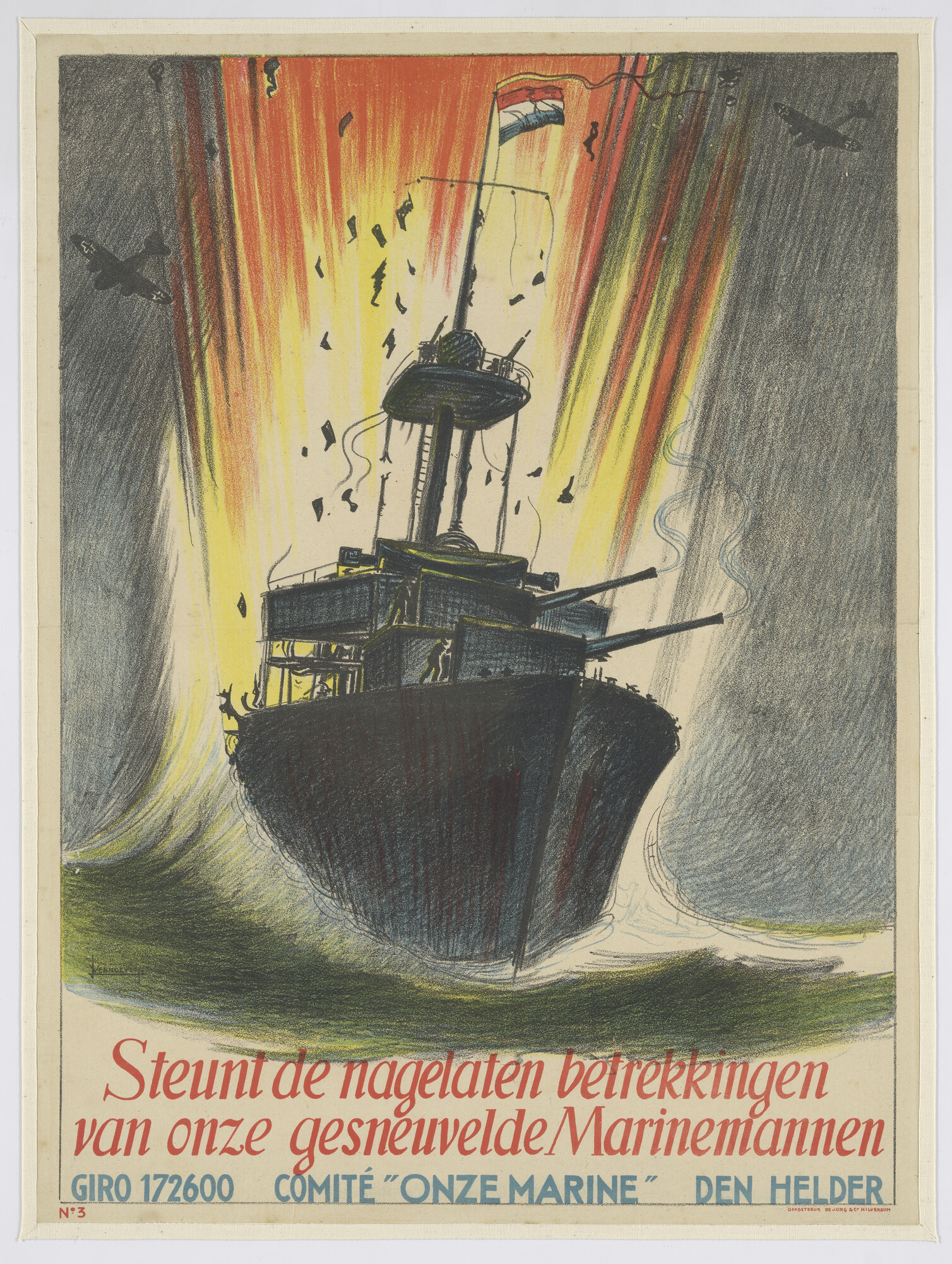 A.5755(01); Steunt de nagelaten betrekkingen van onze gesneuvelde Marinemannen; affiche
