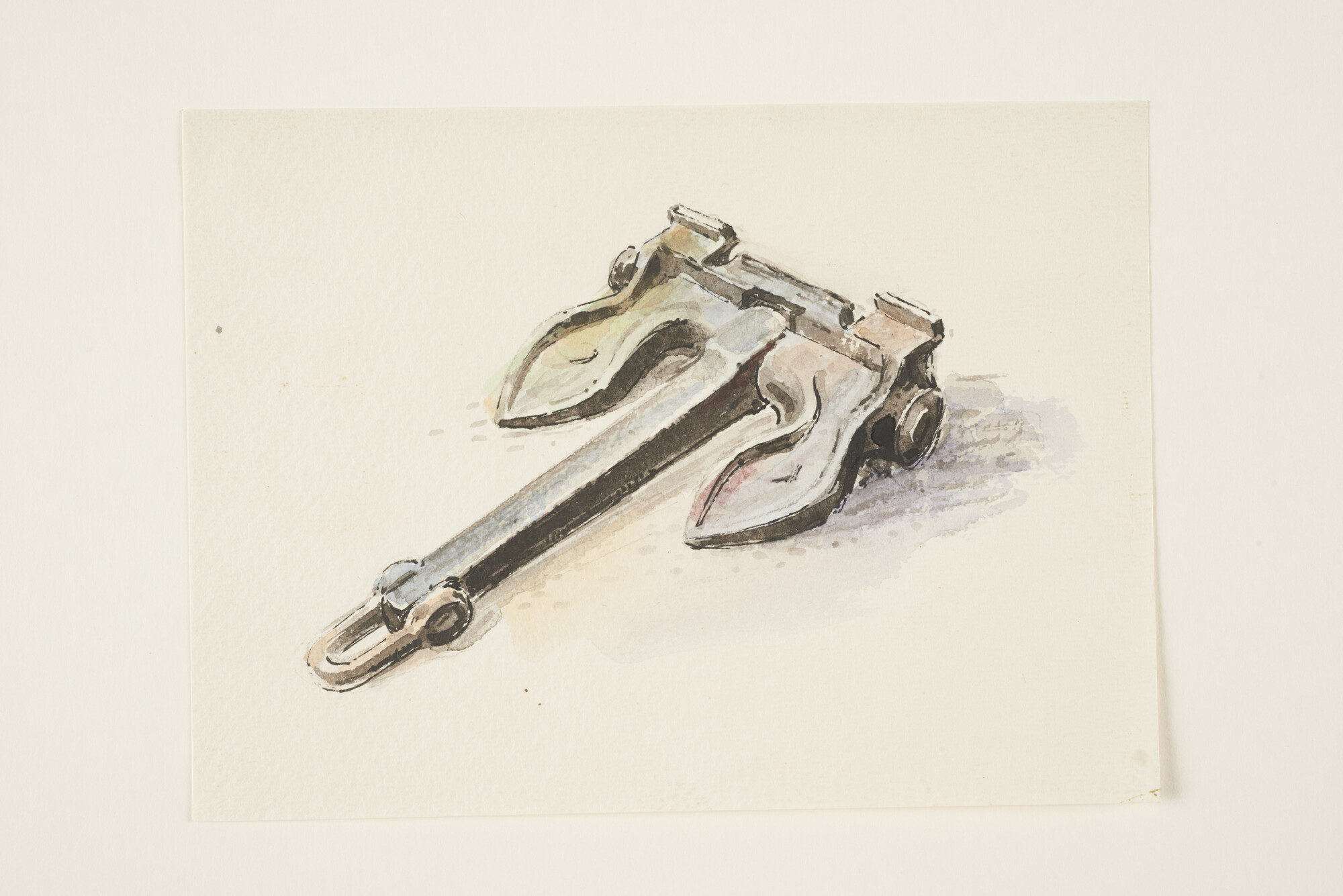 A.5290(08); Het anker van het veerschip ms. Koningin Wilhelmina van de SMZ; tekening