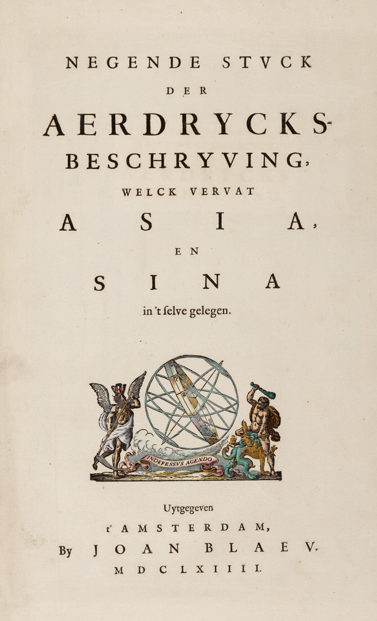 S.1034(09) [kaart 002]; Titelpagina van het negende deel van de Grooten Atlas van Joan Blaeu; titelpagina