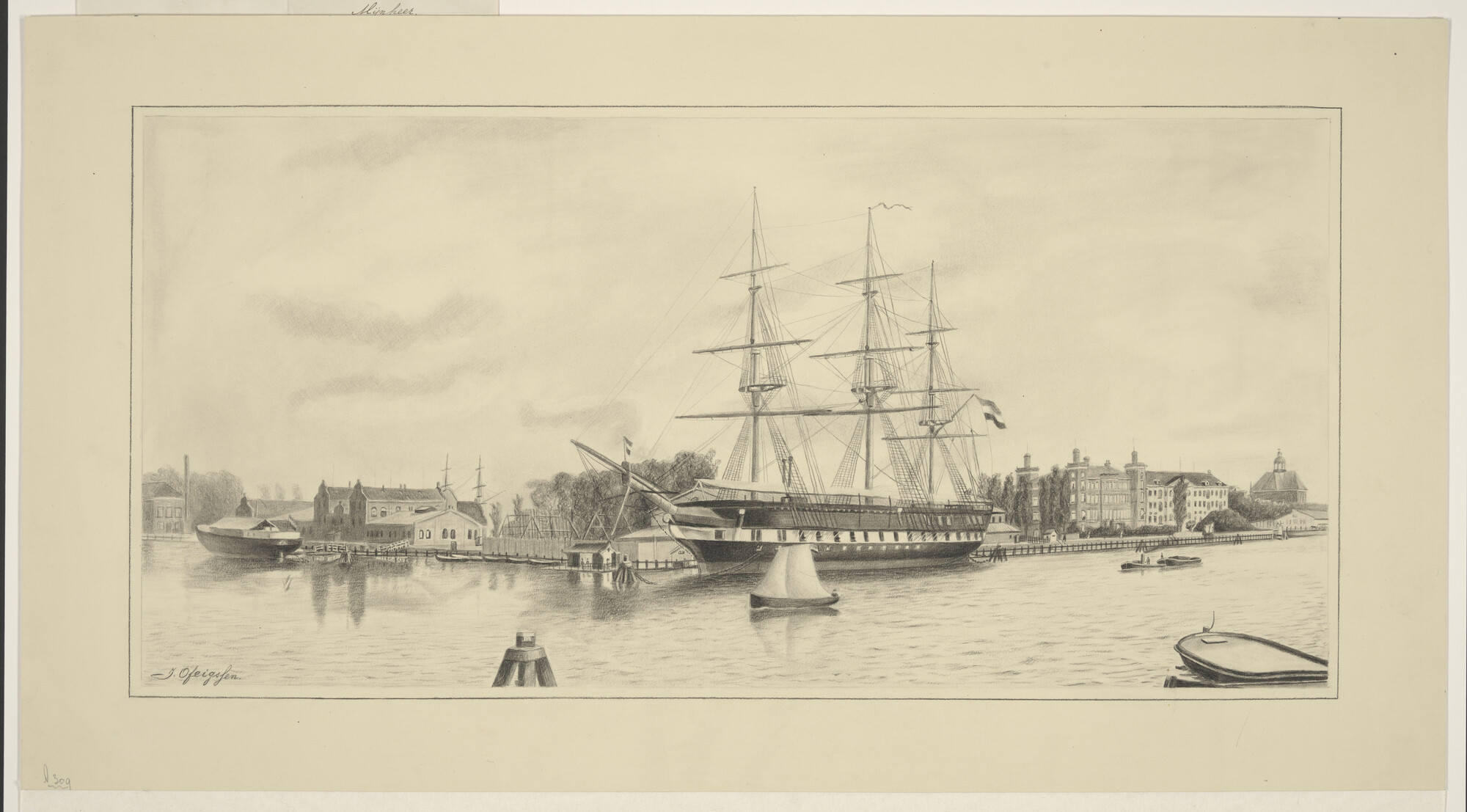 A.0309; Het opleidingsschip Hr.Ms. 'Admiraal van Wassenaer'; tekening
