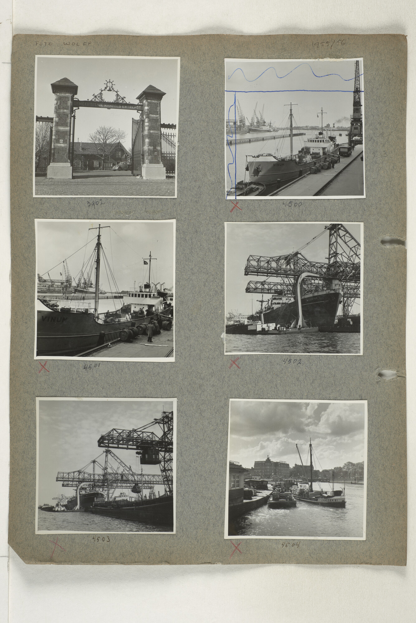 1998.2183; Omslag (voorheen ordner) met een grote hoeveelheid proef foto's van de haven en de stad van Amsterdam; omslag