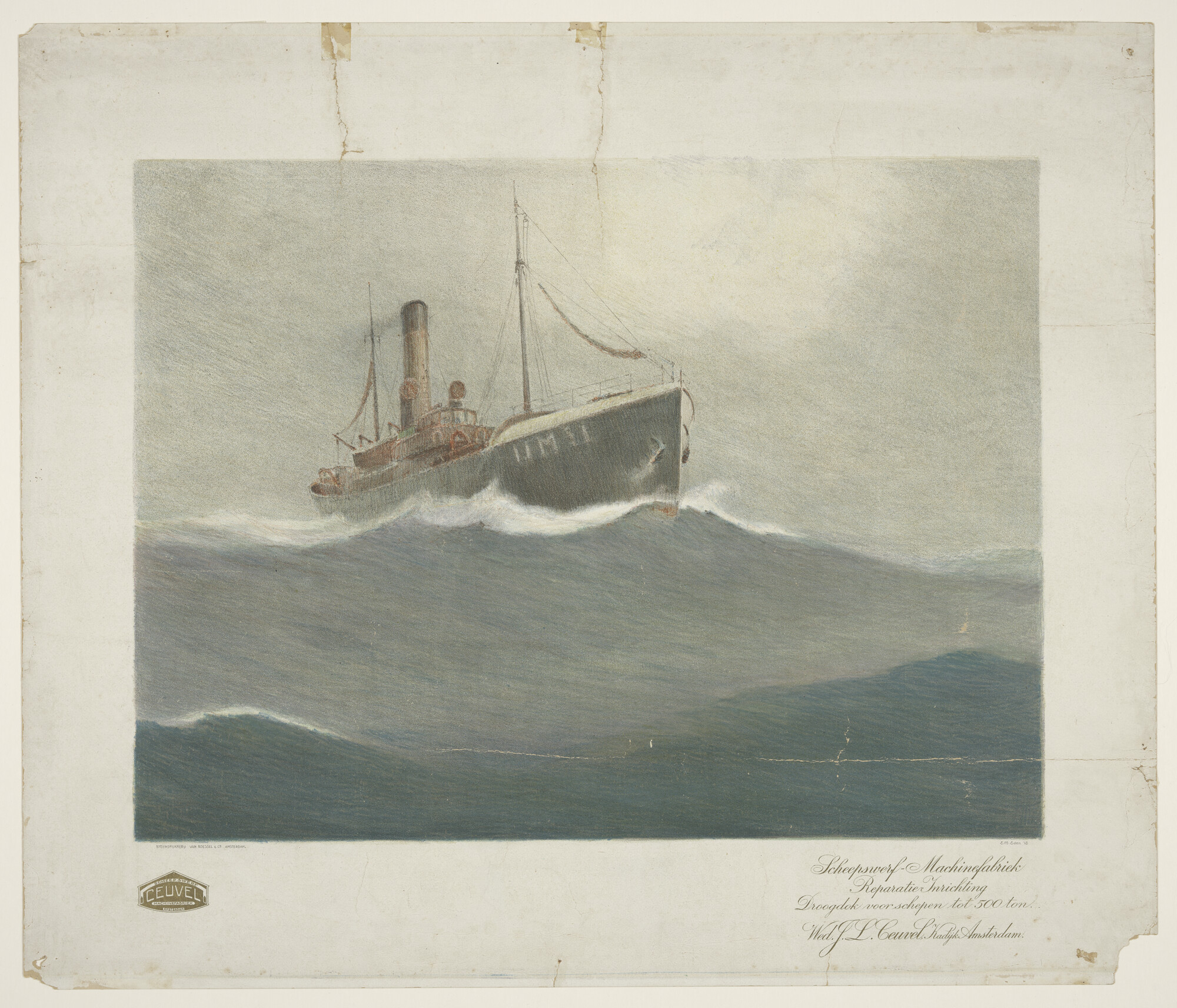 S.6745(01); De trawler 'IJM 31'; prent