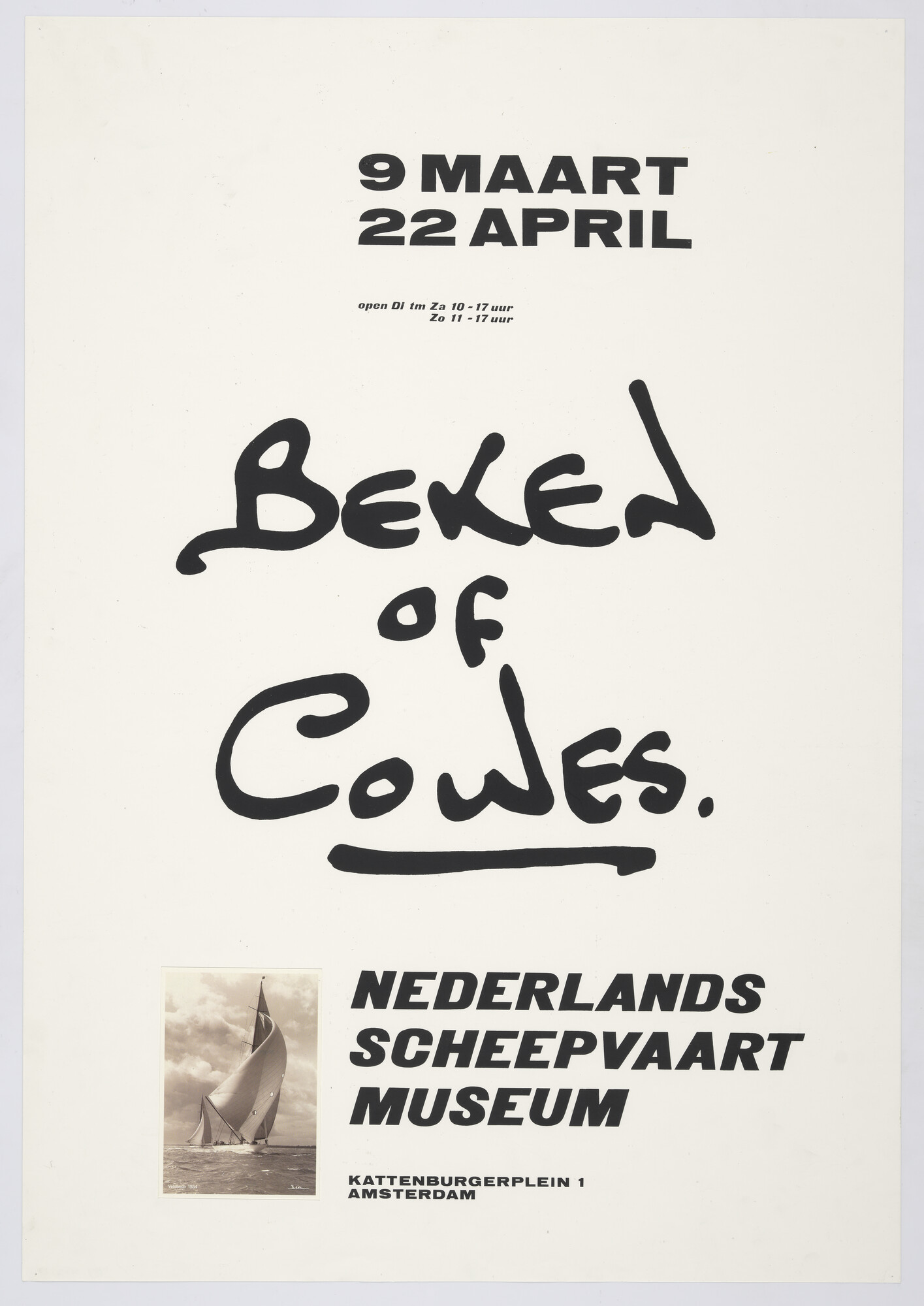 1999.3253; Affiche voor de tentoonstelling "Beken of Cowes" in het Nederlands Scheepvaartmuseum Amsterdam; affiche