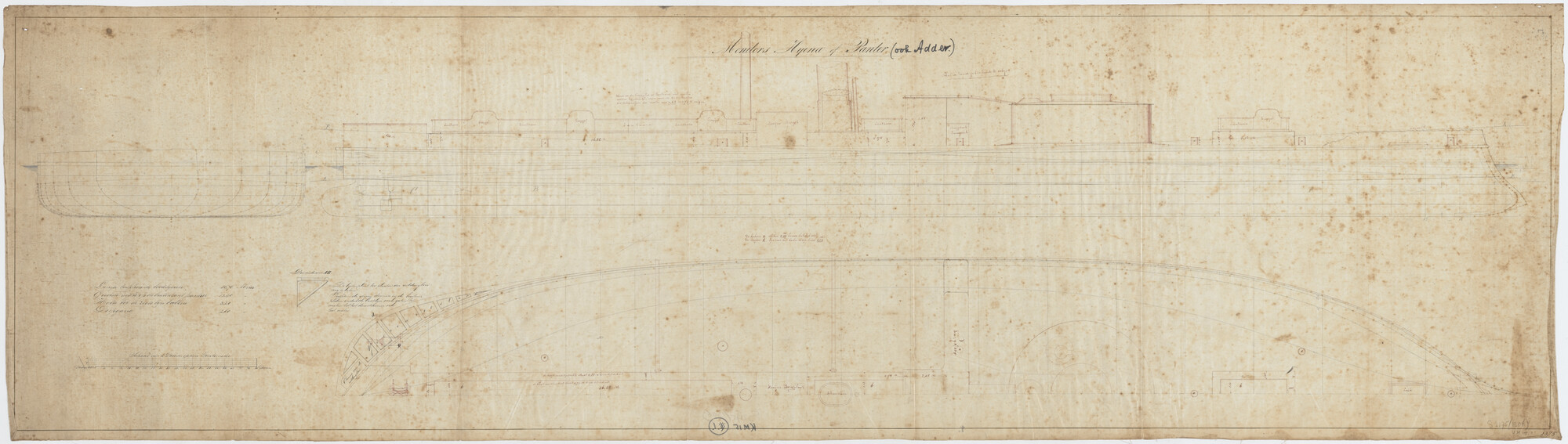 S.2175(1306); Monitors 'Hyena' of 'Panter' (ook 'Adder'); technische tekening