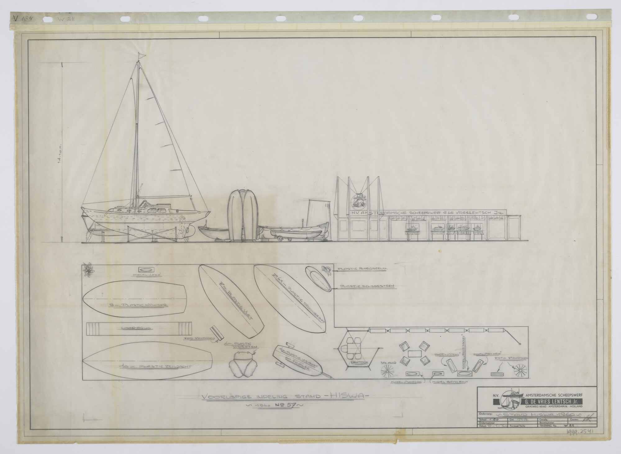 1999.2541; Plattegrond inrichting stand HISWA 1960; technische tekening
