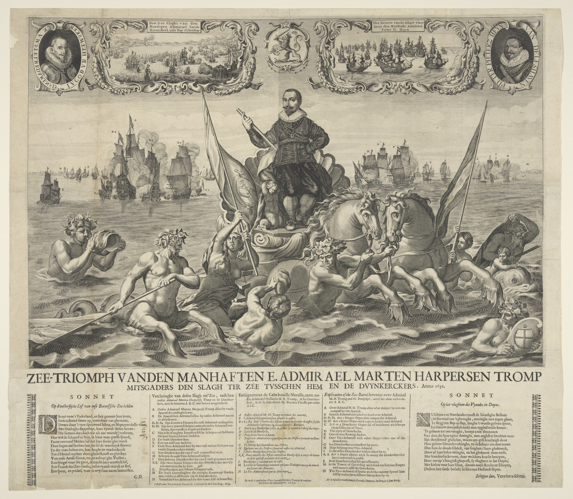 A.0145(171); Zinneprent op Maarten Harpertsz Tromp en de Slag bij Duinkerken; prent