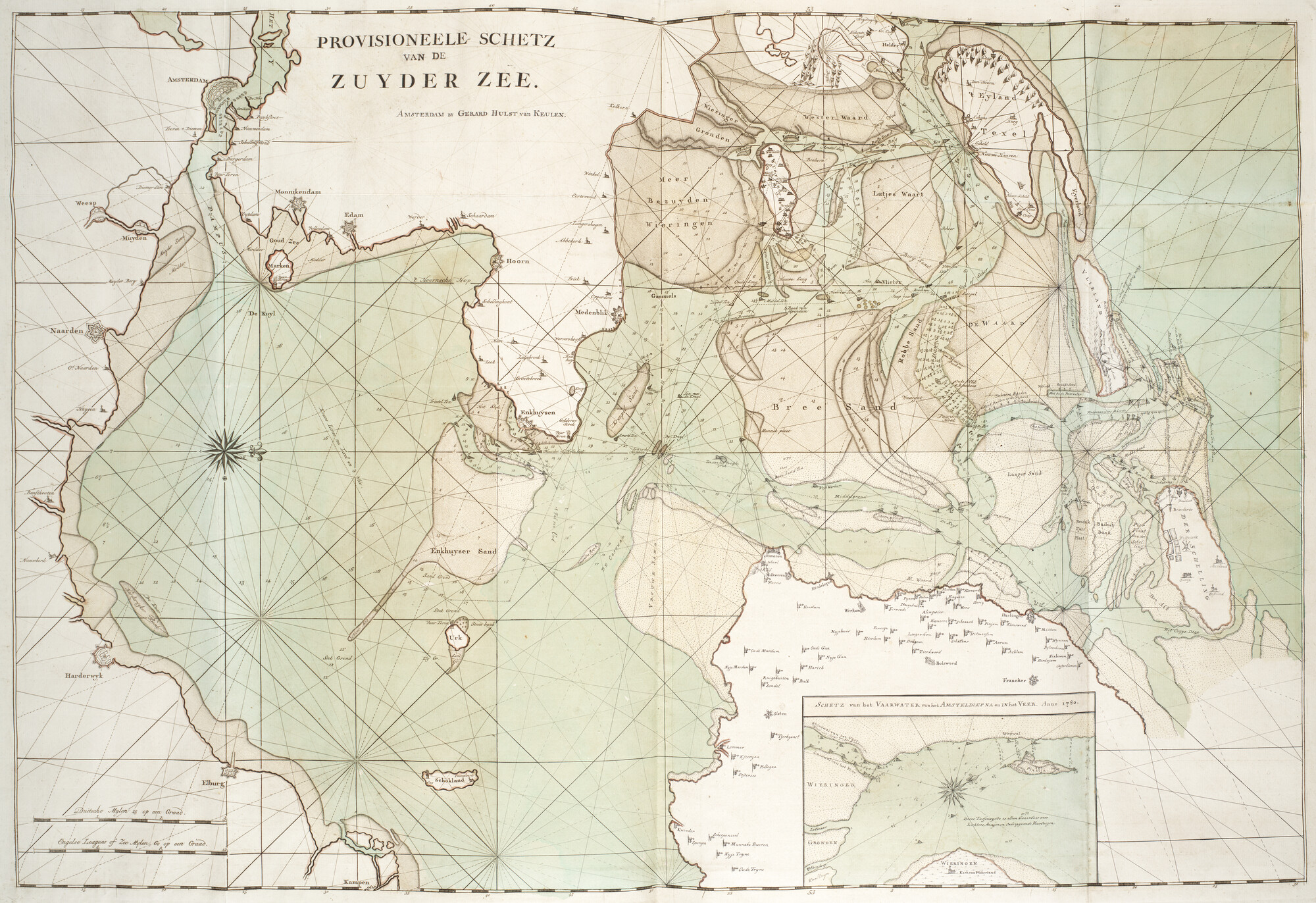 B.0032(109)2 [kaart 015]; Kaart van de Zuiderzee, met inzetkaart van het Amsteldiep; zeekaart