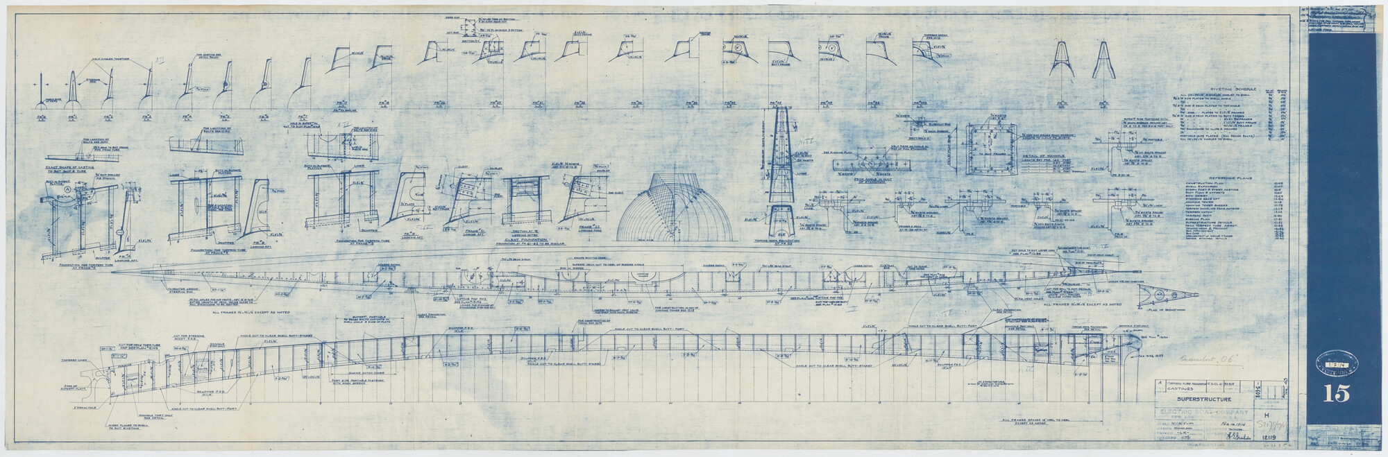 S.2175(3765); Constructie tekening van de onderzeeboot Hr.Ms. 'O 6'; technische tekening