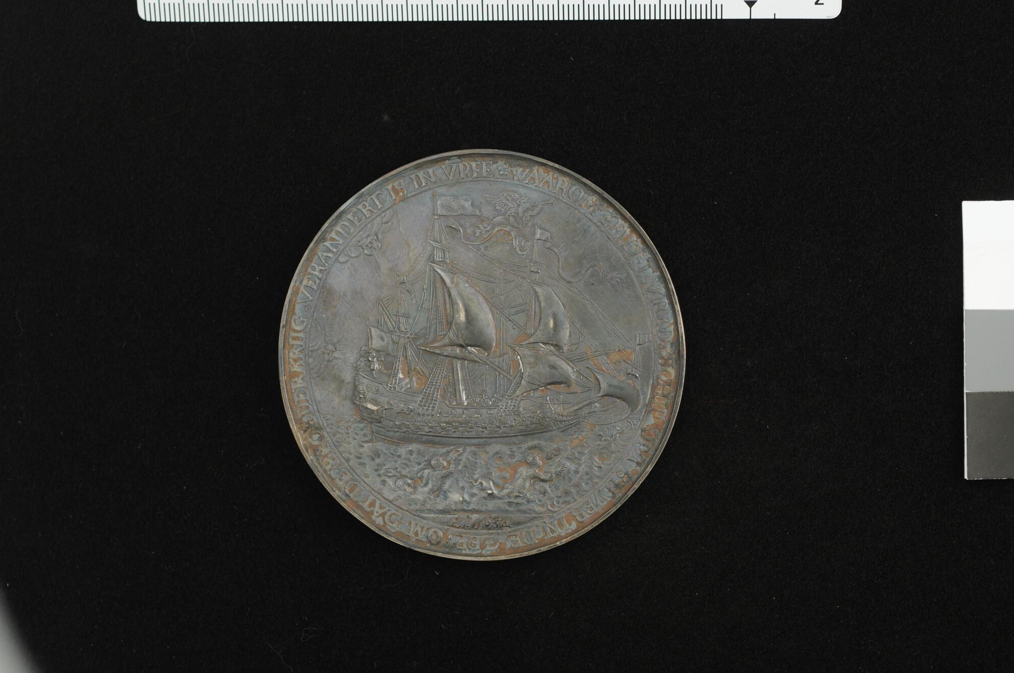 1991.0151; Zilveren penning op de Vrede van Westminster, 1654; penning