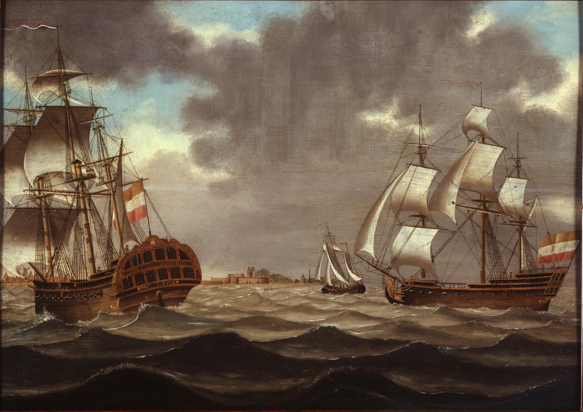 A.1907; Het retourschip Popkensburg van de Kamer Middelburg van de VOC; schilderij