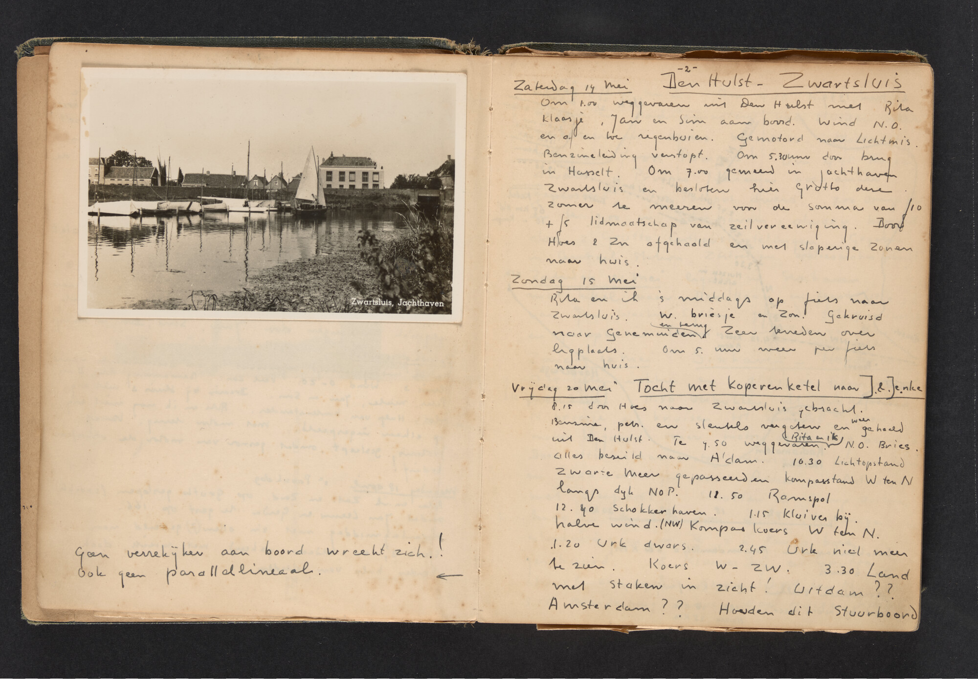 2017.0790; Logboek c.q. fotoalbum van reizen met zeeschouw Grutto in Nederland, 1949-1951; logboek