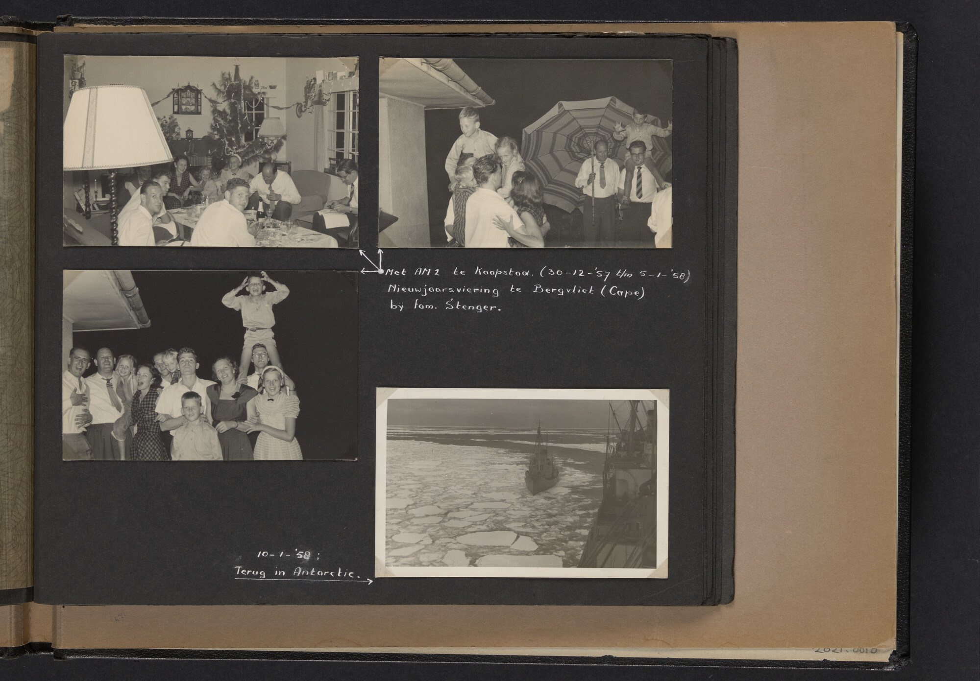 2021.0010; Fotoalbum van Joost Ossewaarde, radiotelegrafist, van reizen op diverse schepen van 1953 t/m 1958; fotoalbum
