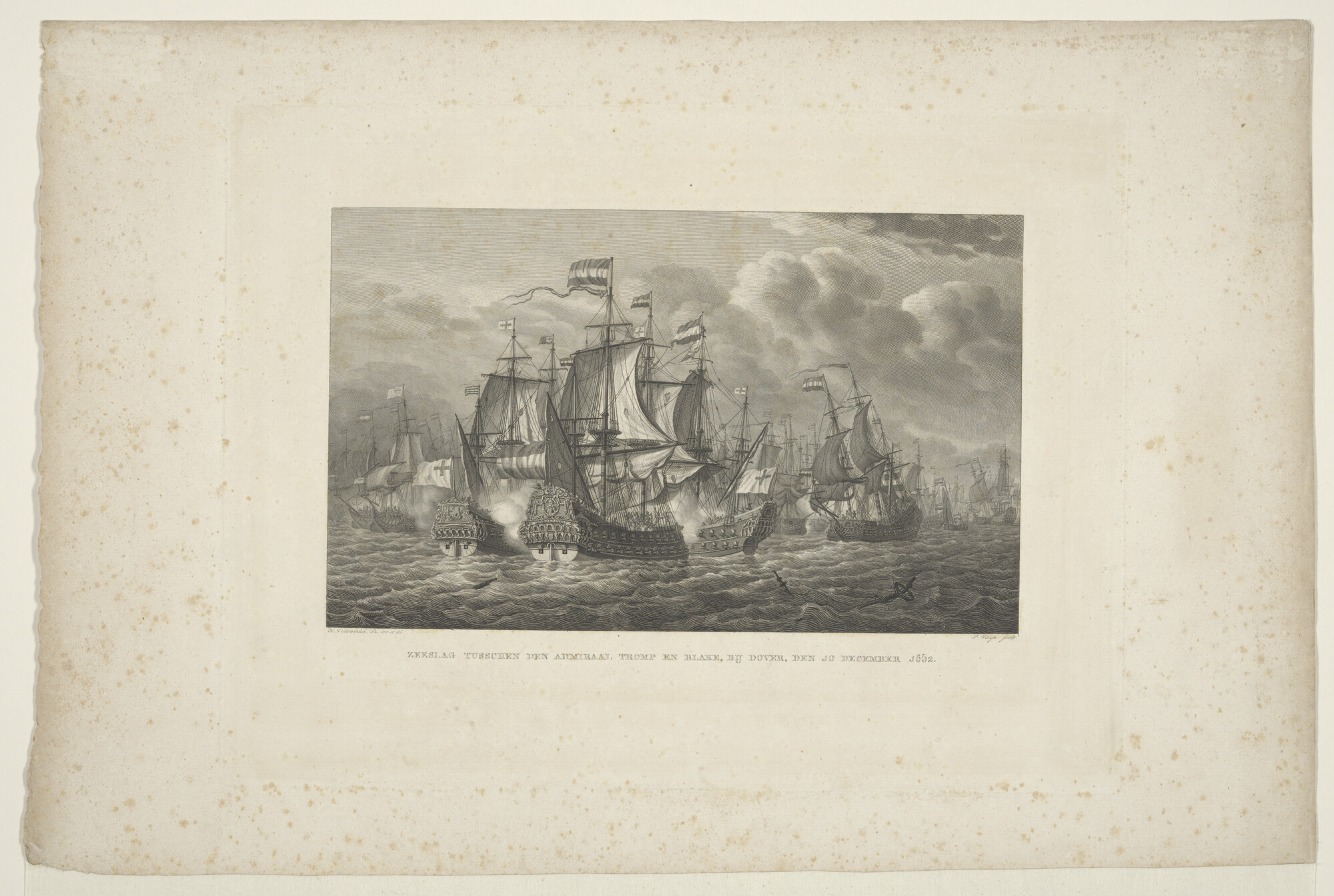 A.1367(05)47; Zeeslag tussen admiraal Tromp en admiraal Blake bij Dover, 10 december 1652; prent
