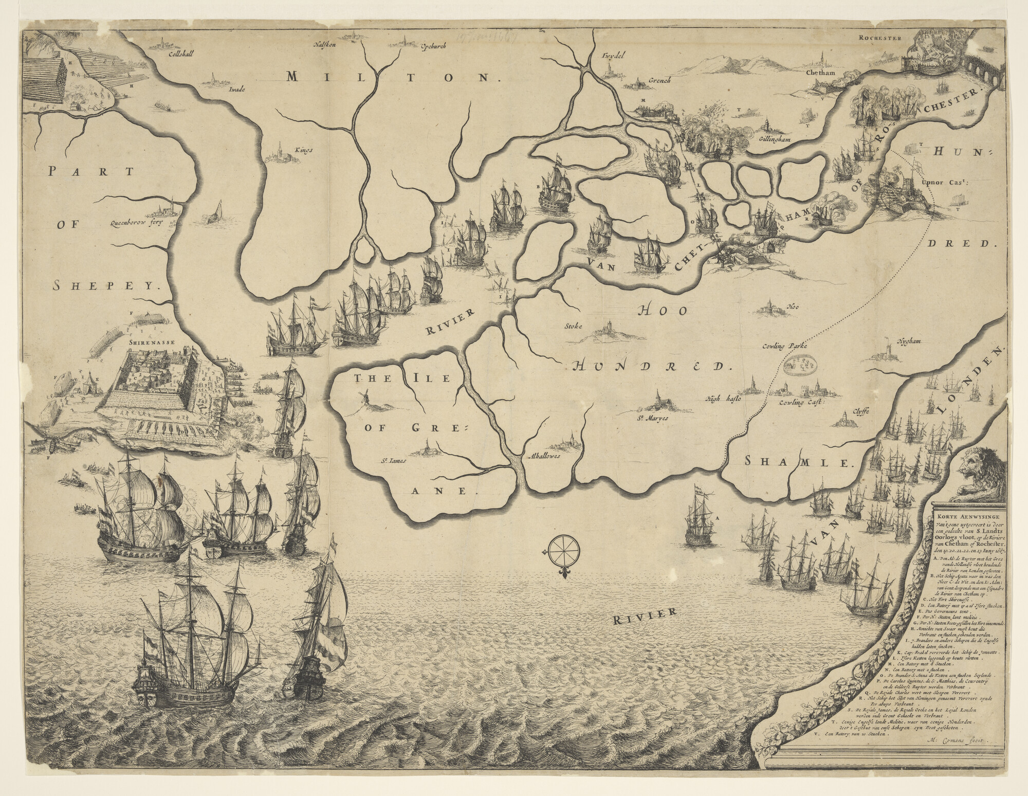 A.1222(05); Grote kaart van de rivier van Chatham en Rochester; prent
