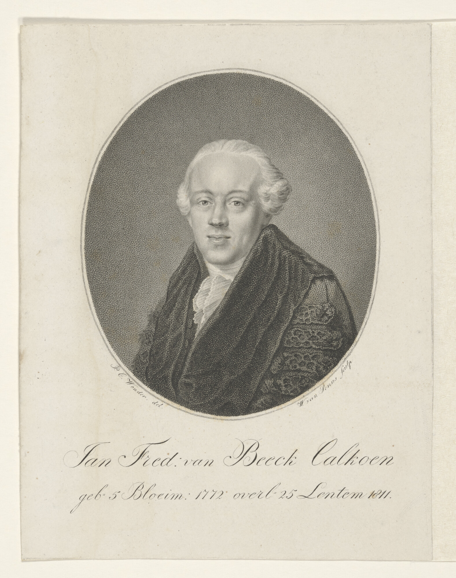 A.0840(01); Portret van professor Jan Frederik van Beeck Calkoen; prent