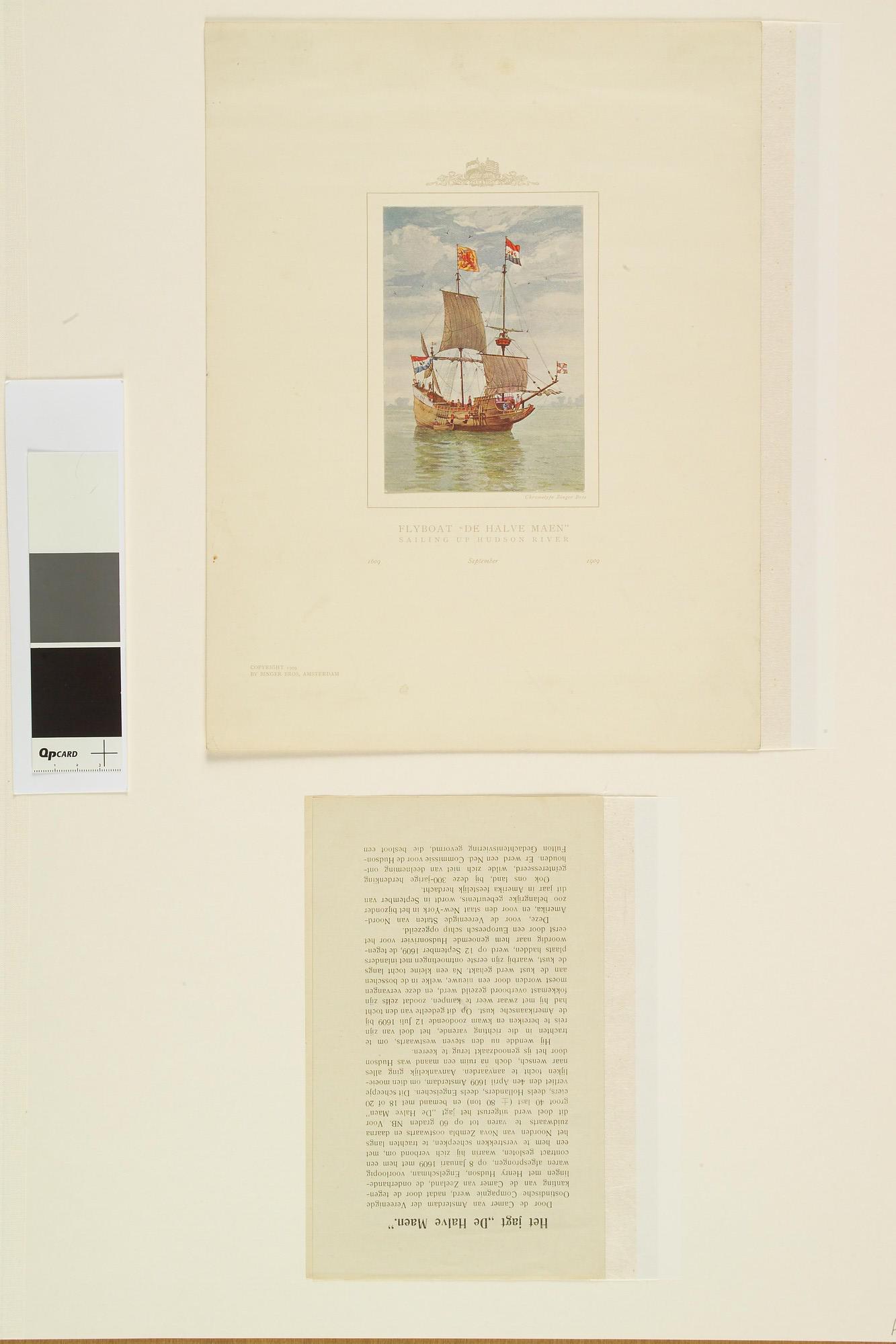 A.0356(44)1; De 'Halve Maen' op de rivier de Hudson; prent