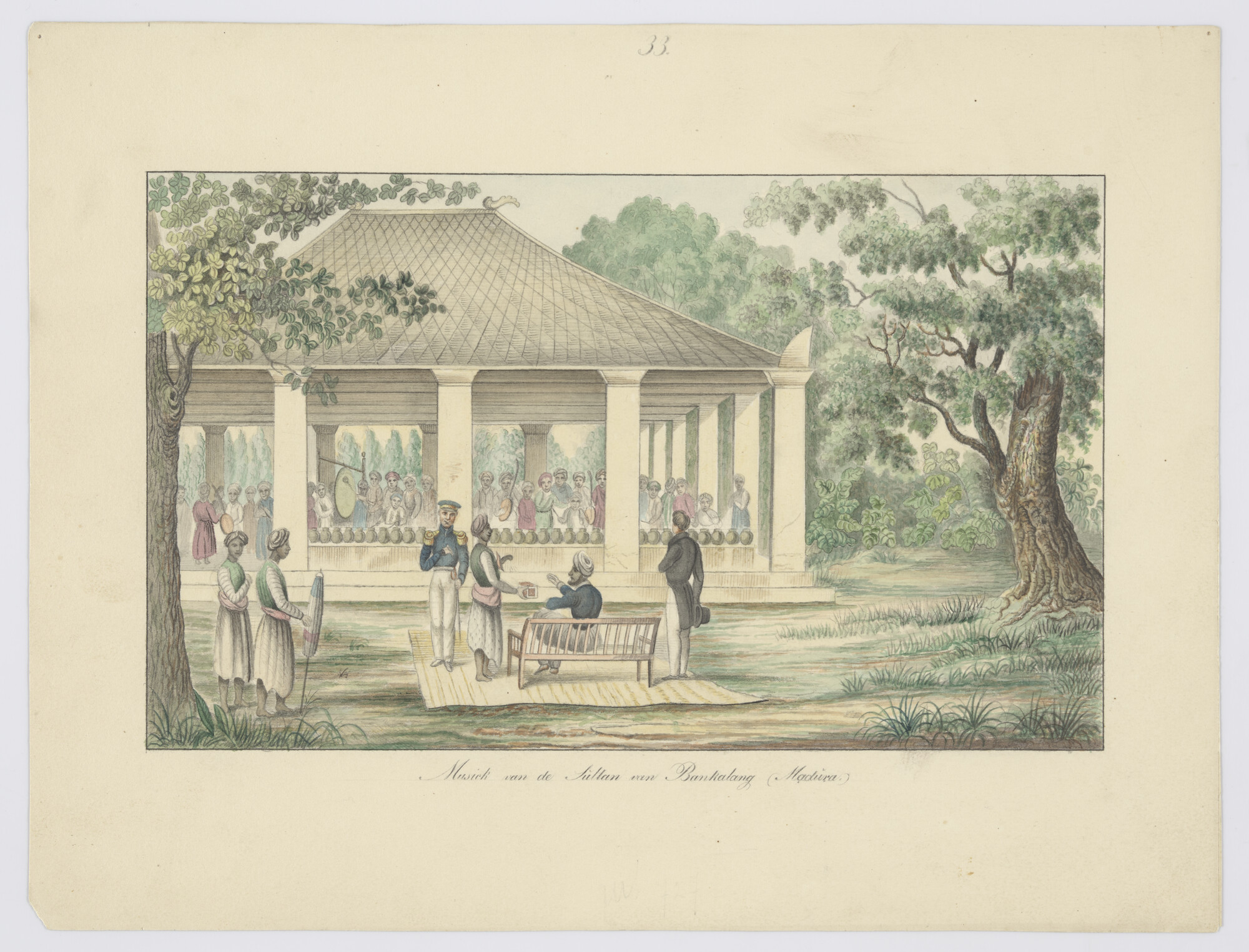 A.3540(02)33; Musick van de Sultan van Bankalang (Madura); tekening