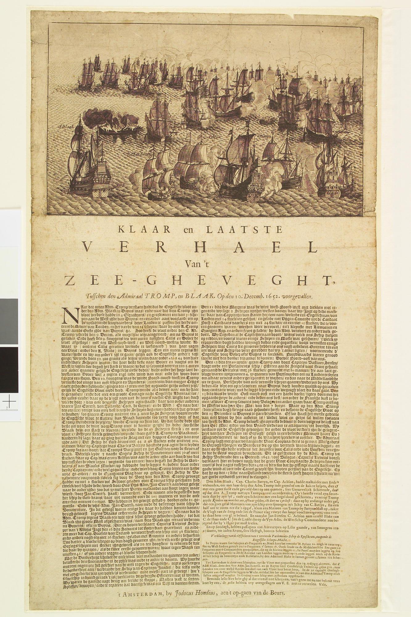 A.2982; Zeegevecht tussen Tromp en Blake, 1652; prent