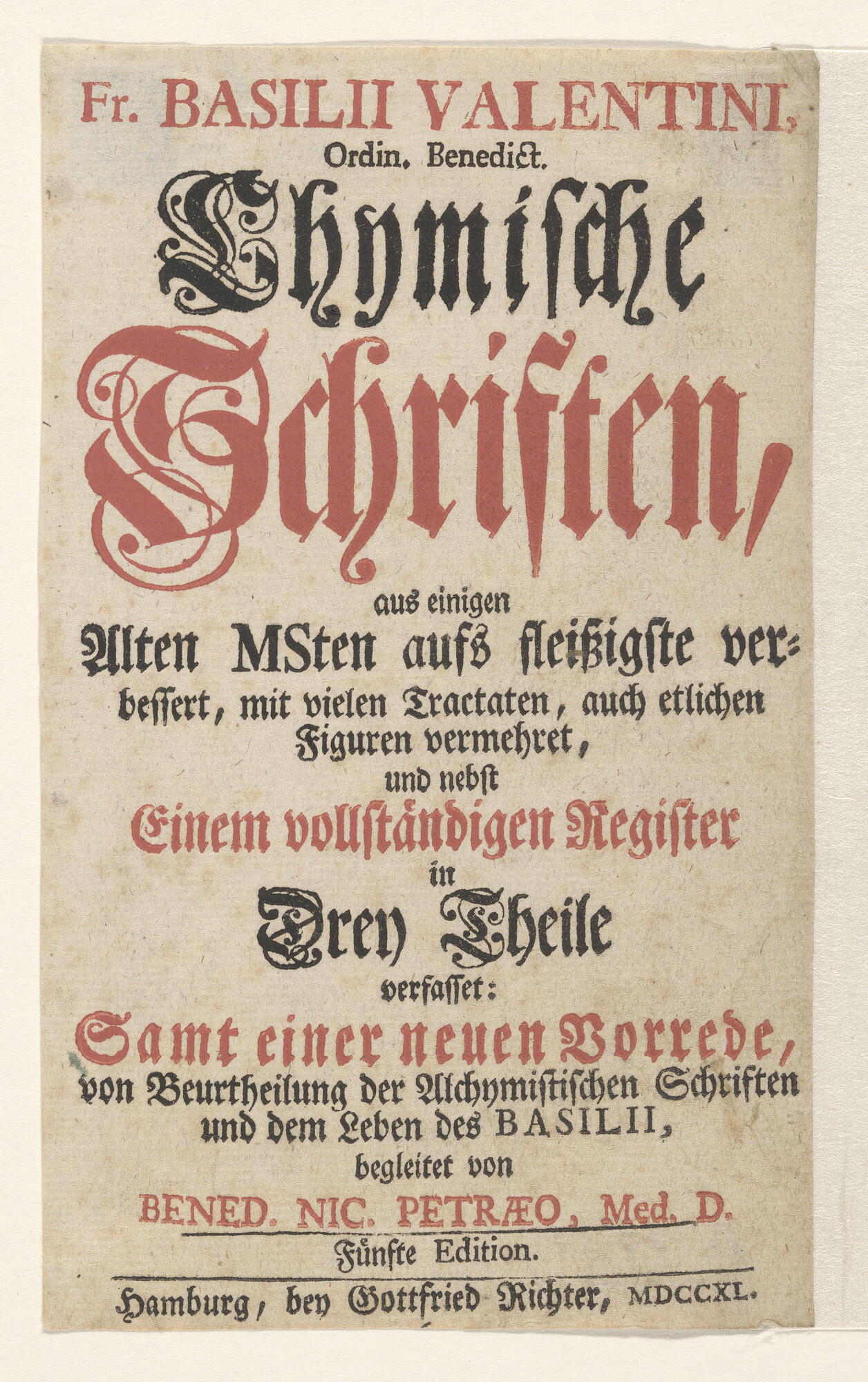 A.0075(195); Titelblad van Lhymische Schriften door Fr. Basili Valentini; prent