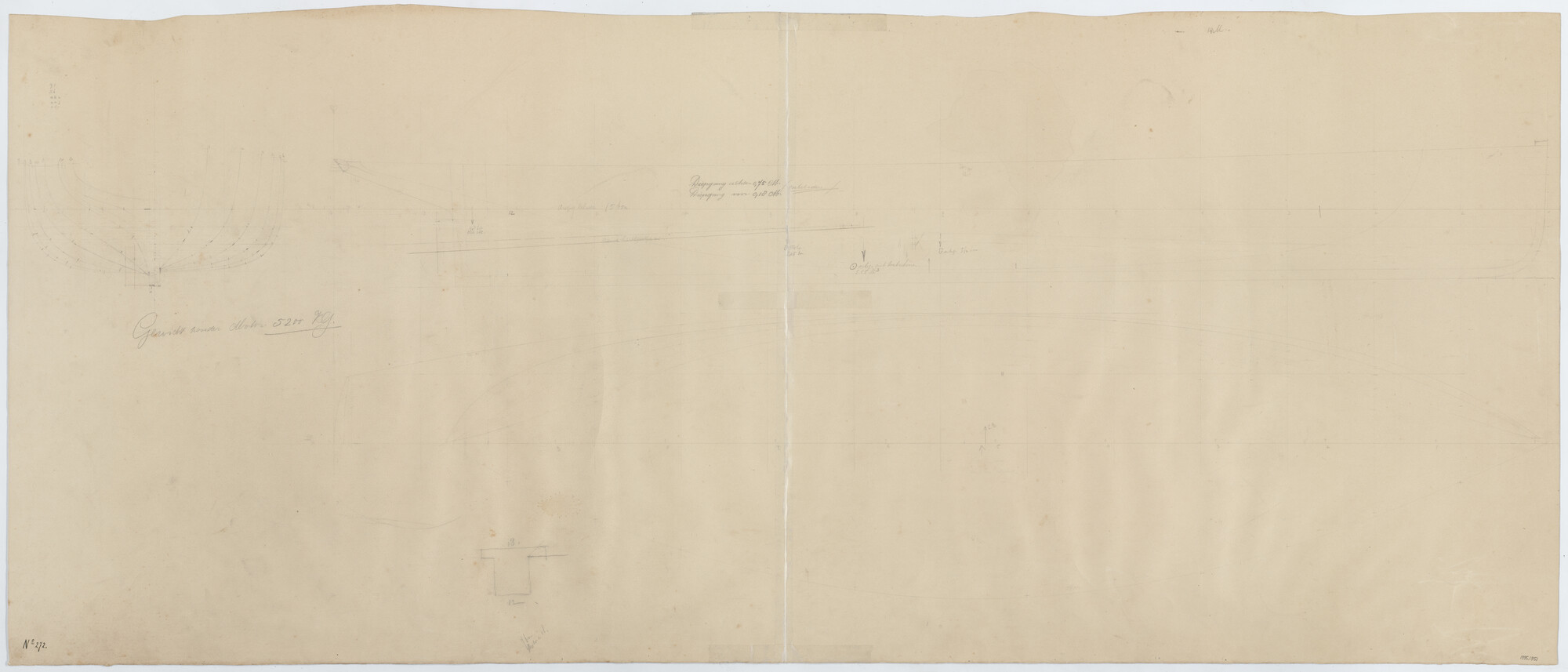 1995.1951; Lijnenplan van een vracht- en passagiersschip; technische tekening