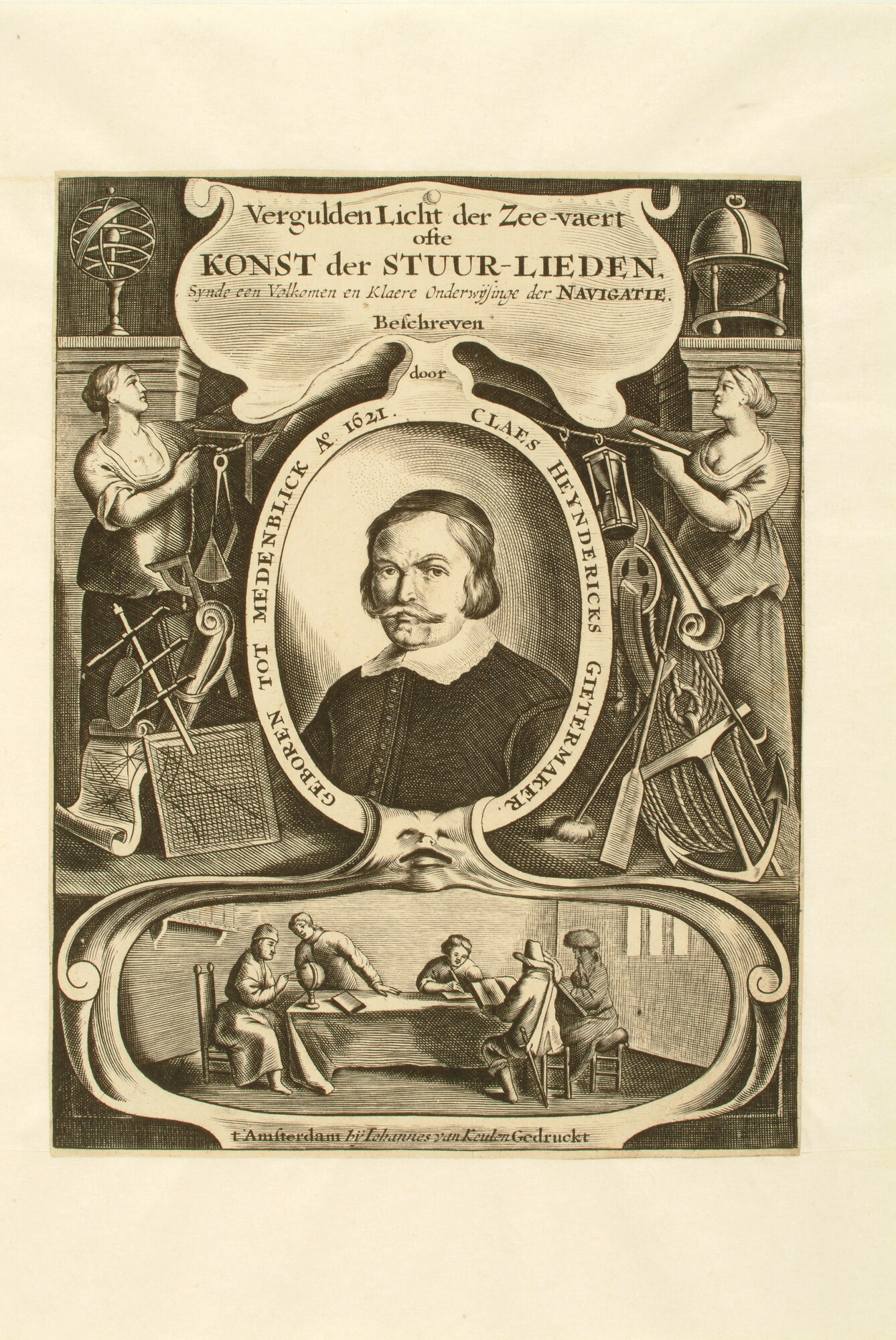 A.0075(105); Titelprent van het 'Vergulden Licht der Zee-vaert'; prent
