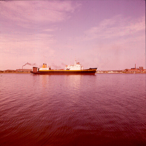 S.9100(2096); Dia vrachtschip ms. Rijnstroom van de Hollandsche Stoomboot Maatschappij [...]; diapositief