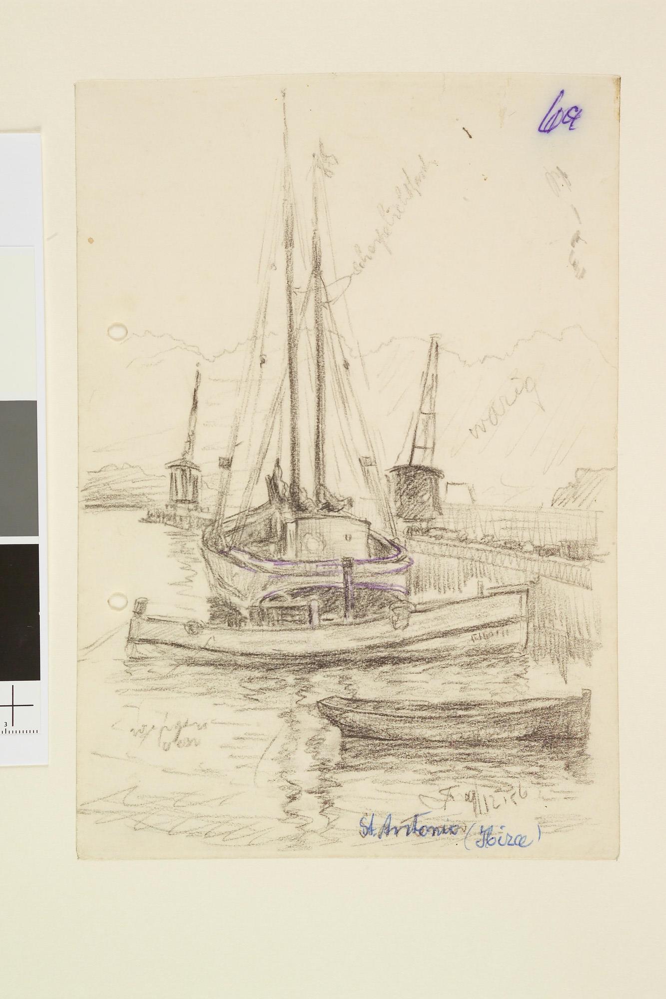 S.4824(19); De haven van St. Antonio (Sant Antoni de Portmany) op Ibiza, 1956; tekening