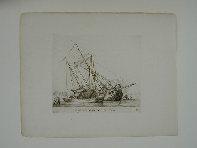 A.0072(07); Prent van het kielen van een kofschip; prent