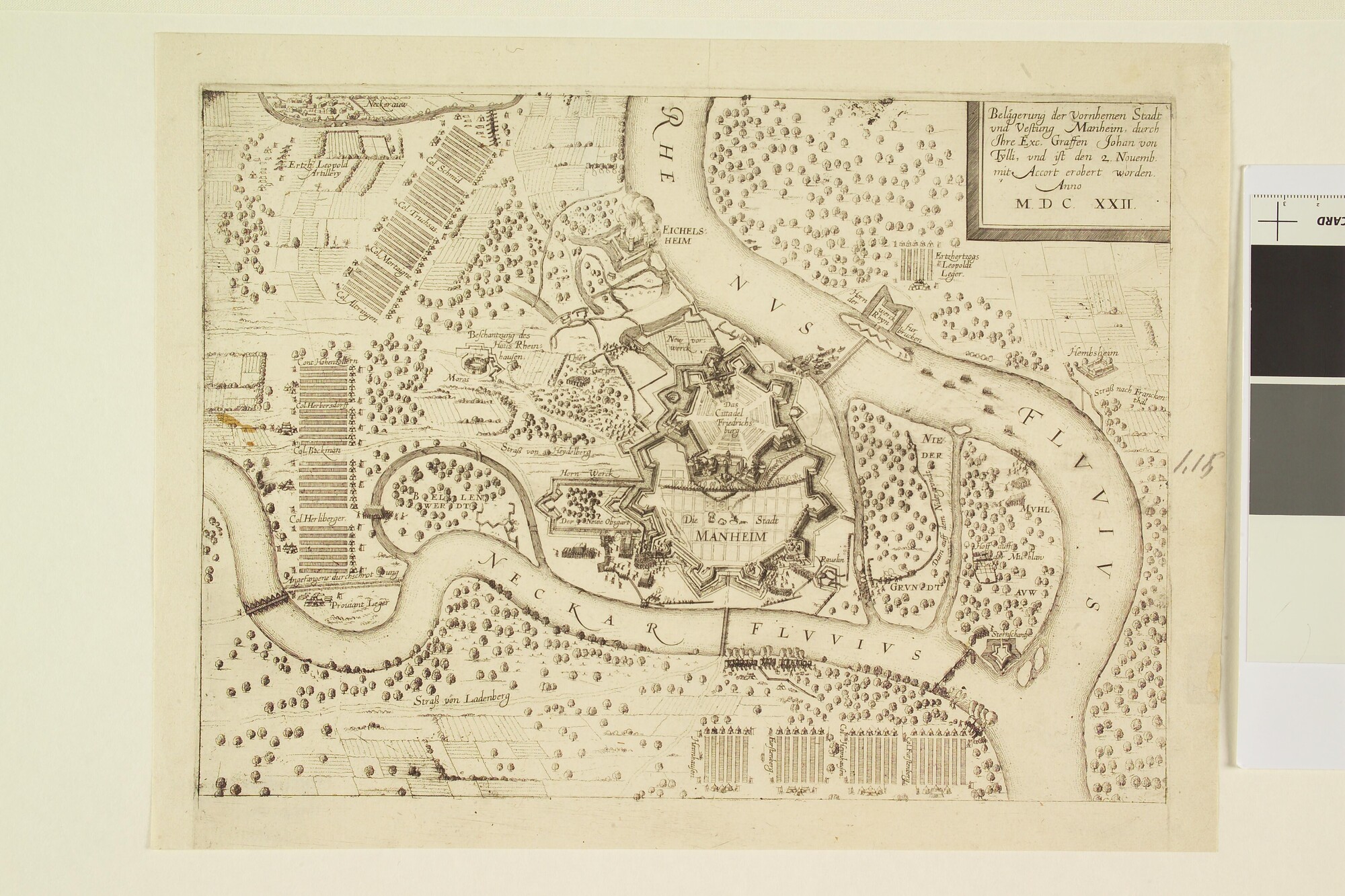 A.0145(027)422; Belegering en inname van de stad Mannheim door Johan van Tilly; prent