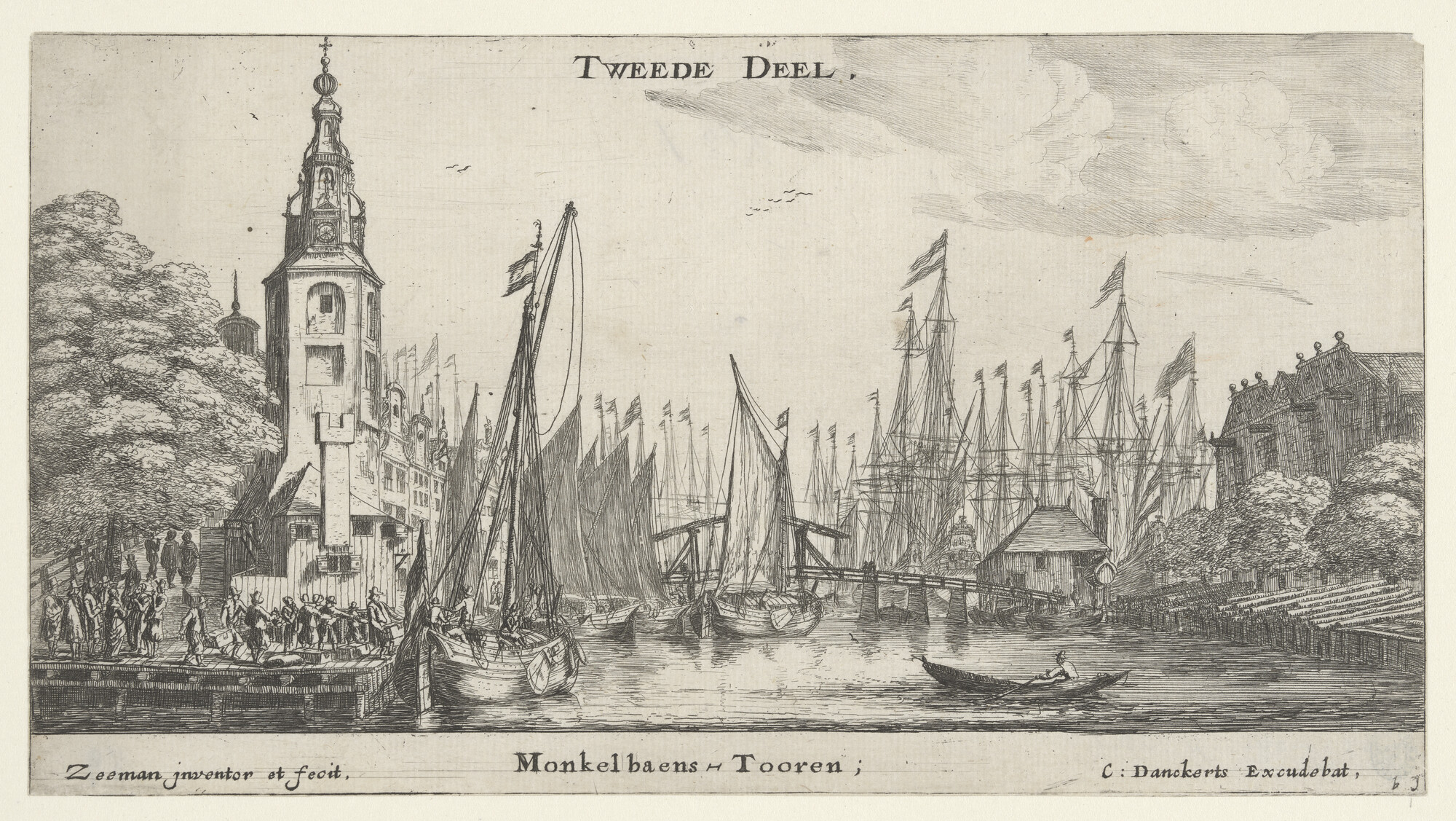 A.0149(0278); Inscheping van soldaten aan de voet van de Montelbaanstoren; prent