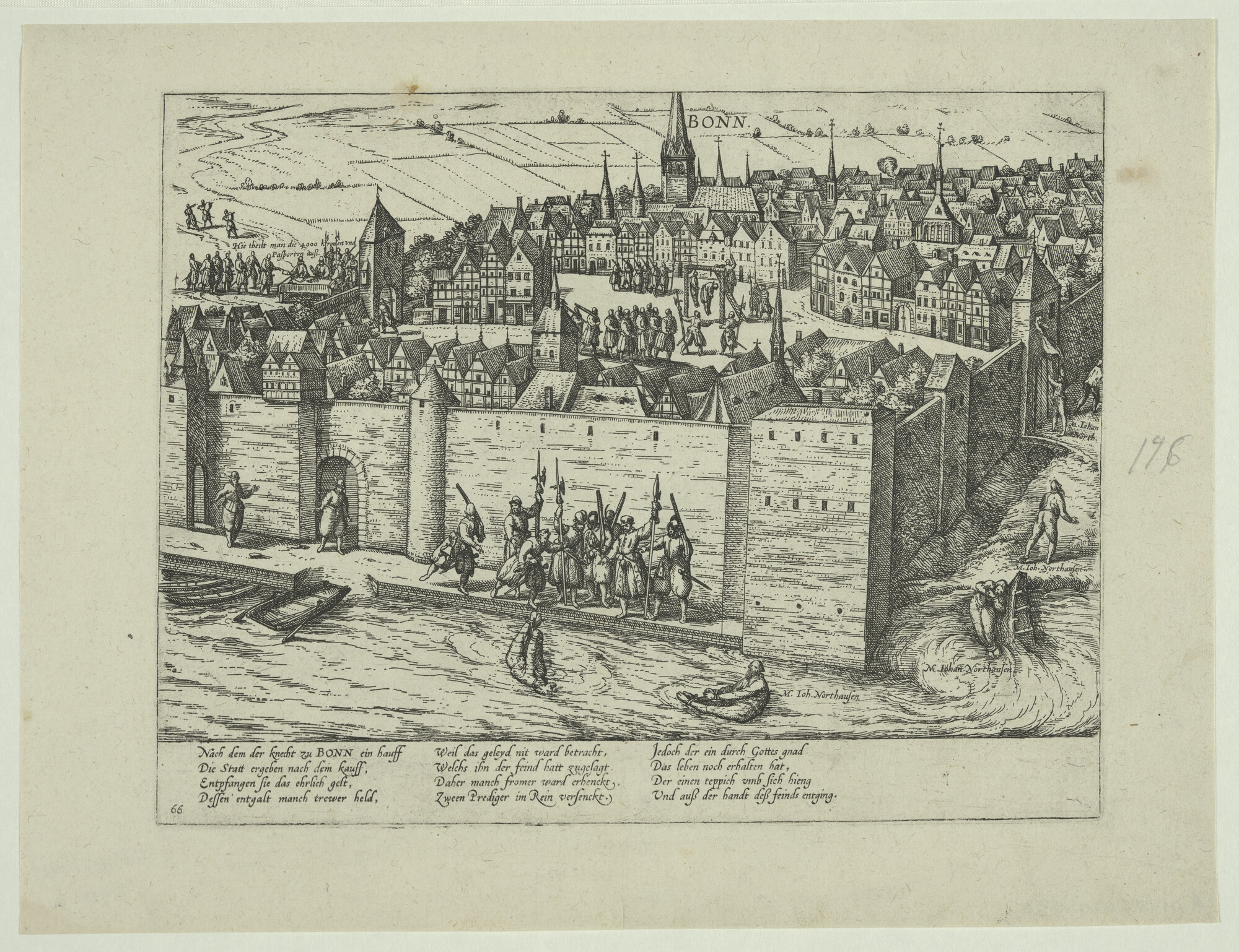 A.0145(027)236; Twee pastoors te Bonn verdronken; prent