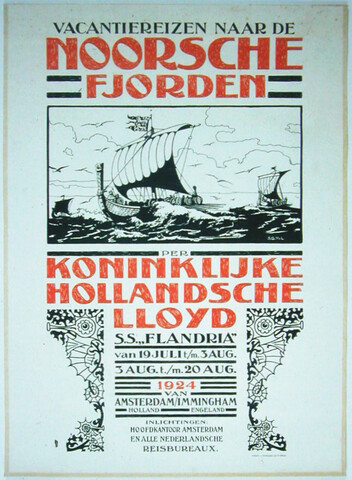 S.6762(04); Vakantiereizen naar de Noorsche Fjorden met de Koninklijke Hollandsche Lloyd; affiche