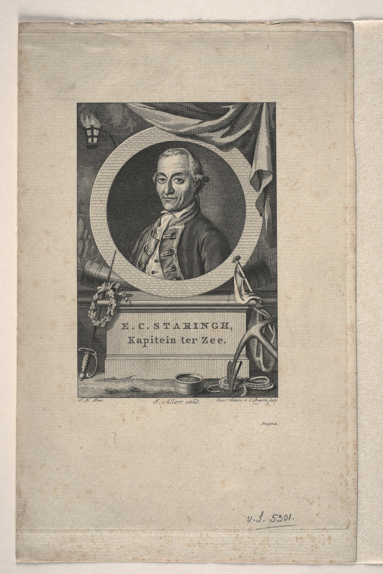 A.0145(179) [nr 0066]; Portret van E.C. Staringh kapitein-ter-zee, 1739 - 1813; prent