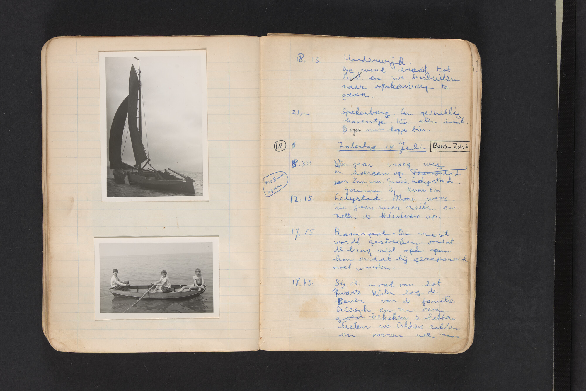 2017.0794; Logboek c.q. fotoalbum van reizen met zeeschouw Grutto in Nederland, 1961-1962; logboek