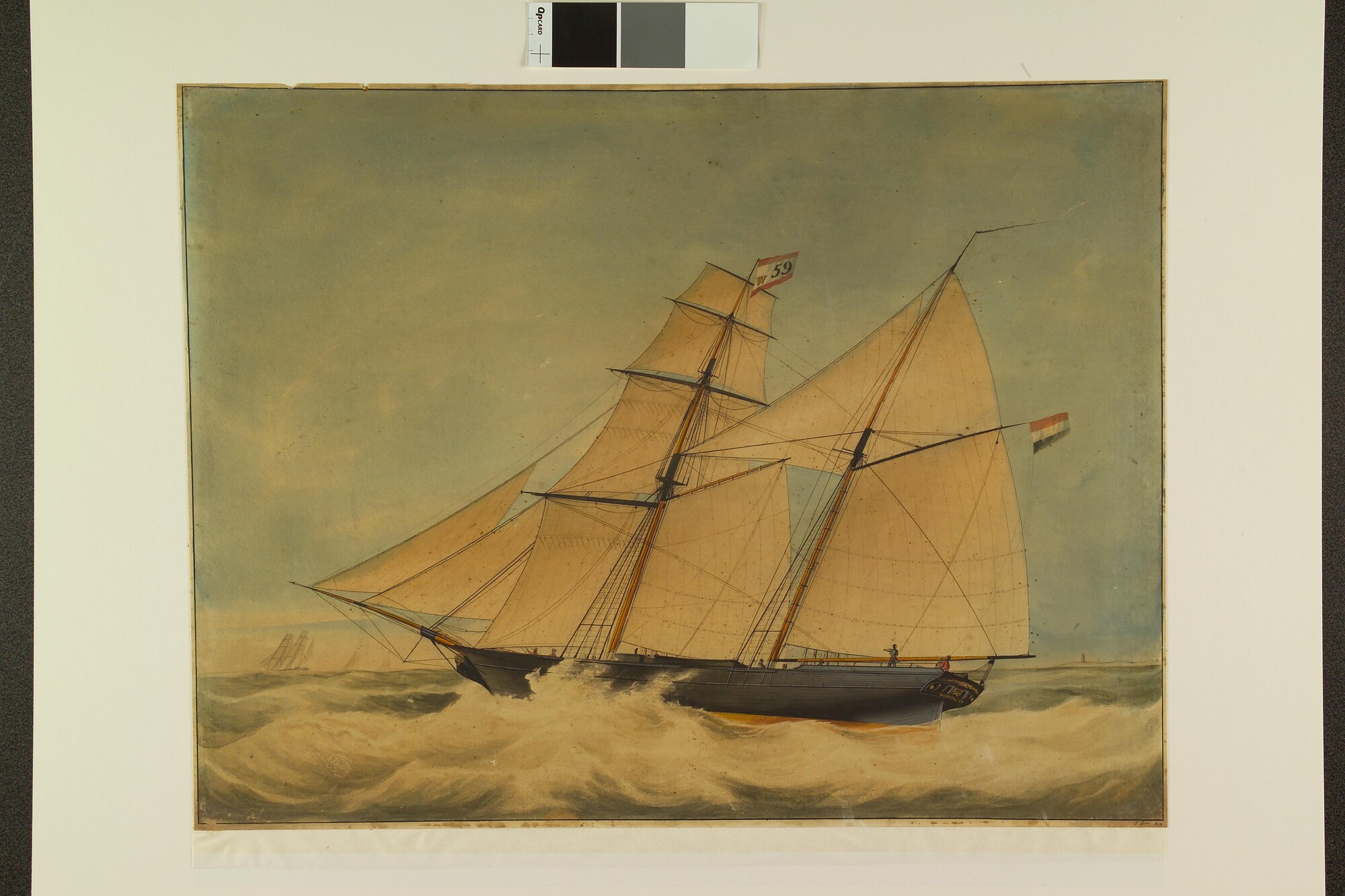 A.1992; Het schoenerbrikschip Harmonie; tekening