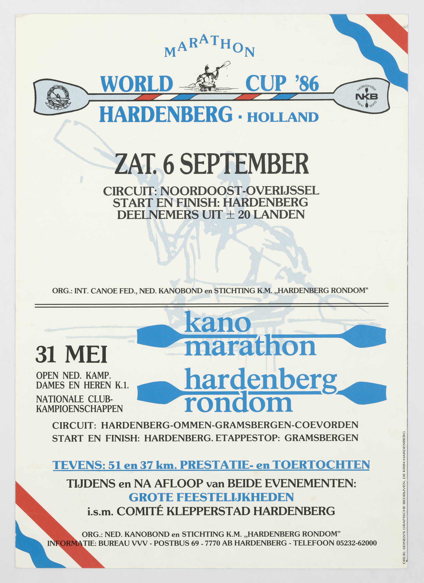 2015.4709; Affiche ter aankondiging van de kano marathon World Cup en de kano marathon Hardenberg Rondom in 1986; affiche