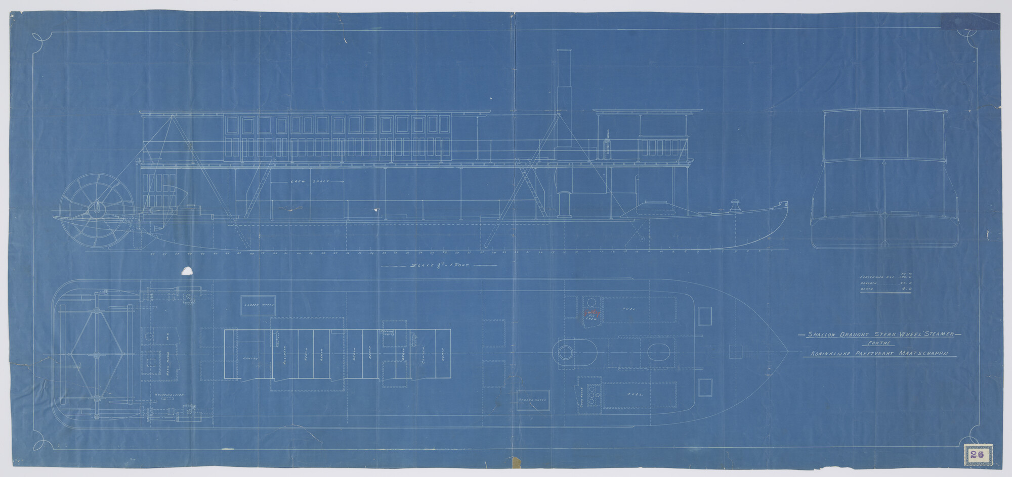 S.5491(01)012; Algemeen plan van de hekwieler ss. Negara; technische tekening
