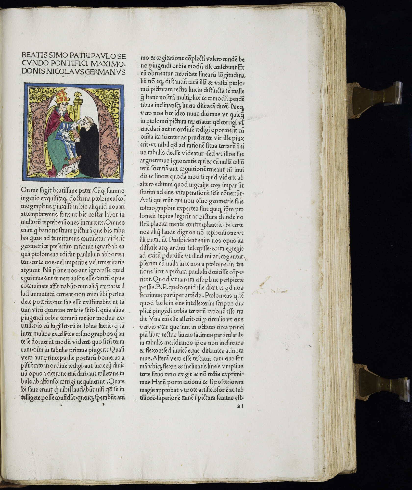 A.0145(033) [kaart 001]; Inleiding tot de atlas met een afbeelding van een monnik bij een koning; kaart