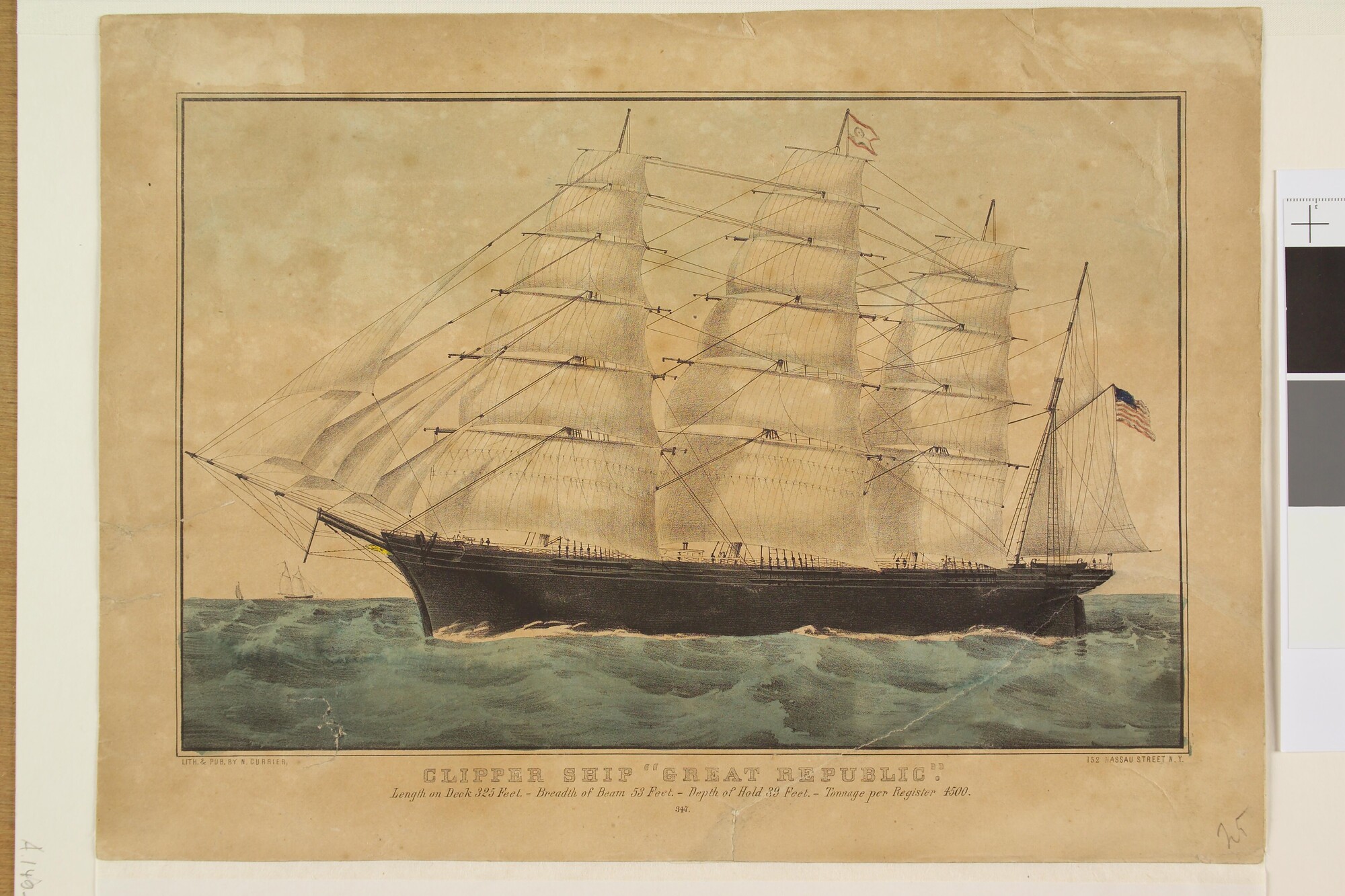 A.0149(0599); Het Amerikaanse clipperschip 'Great Republic'; prent