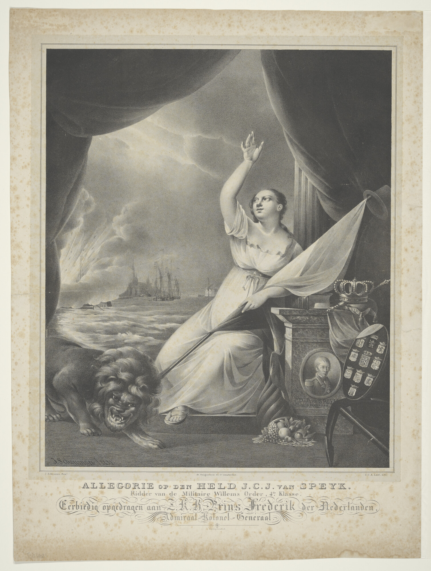 S.1277(03)5b1; Zinneprent op Van Speyk's heldendaad; prent