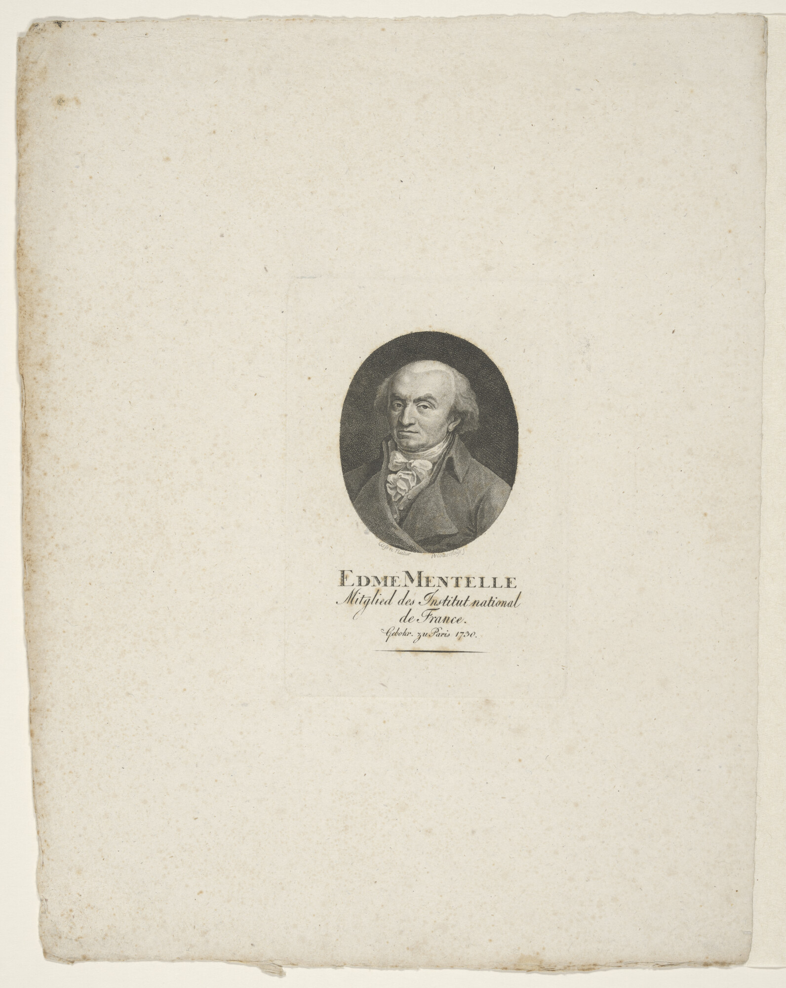 A.0075(166); Portret van Edme Mentelle, lid van het Instituut National te Parijs; prent