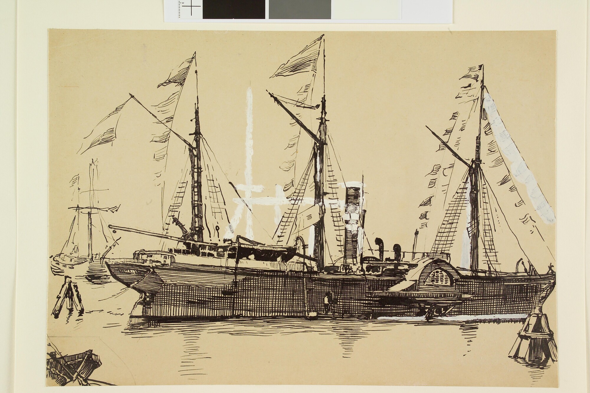 S.5748(05); Het raderstoomschip 'Willem I'; tekening