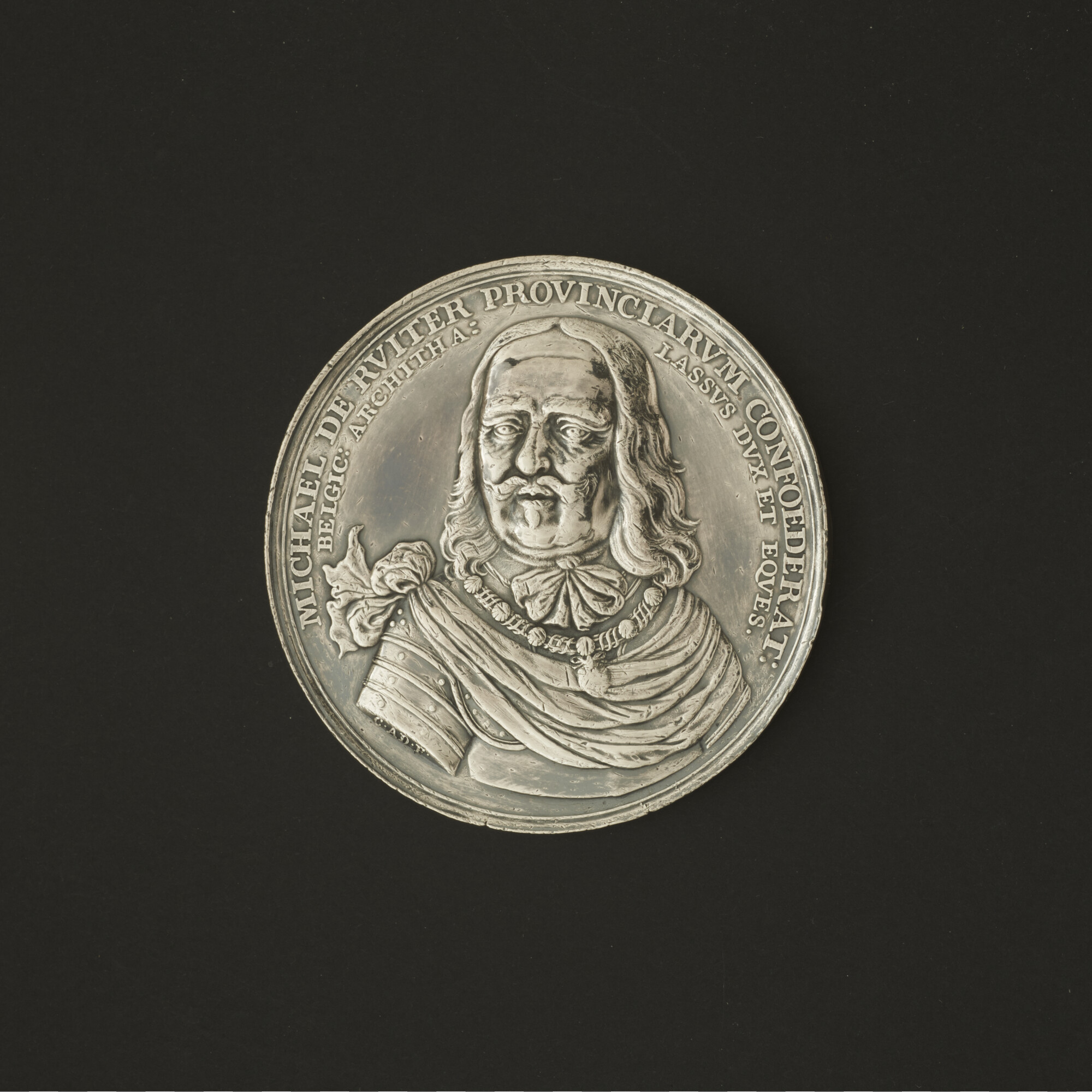S.0004(01)02; Zilveren penning op het sneuvelen van Michiel Adriaanszoon de Ruyter, 1676; penning