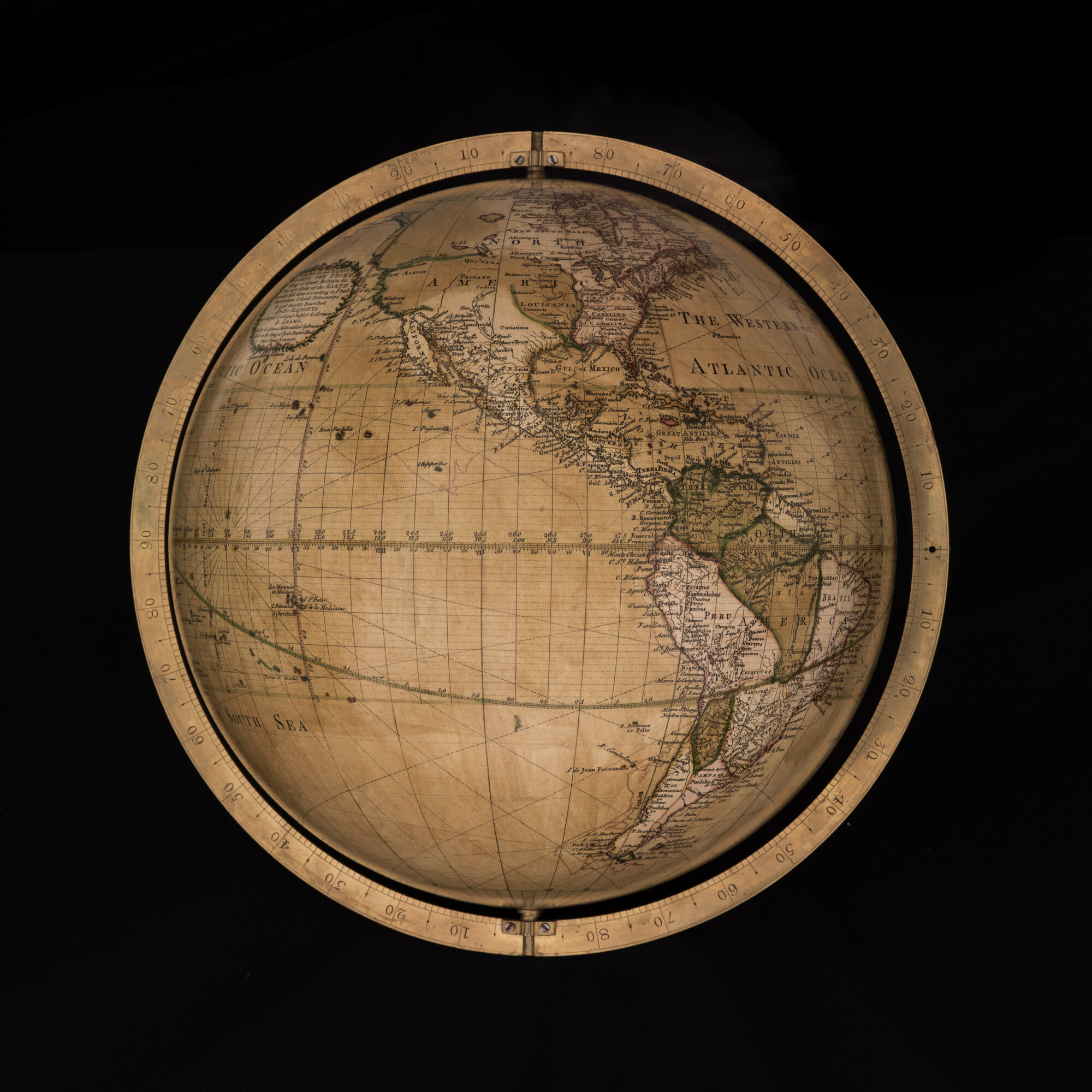 S.3099(01); Aardglobe van 31 cm doorsnede door George Adams, 1766; globe